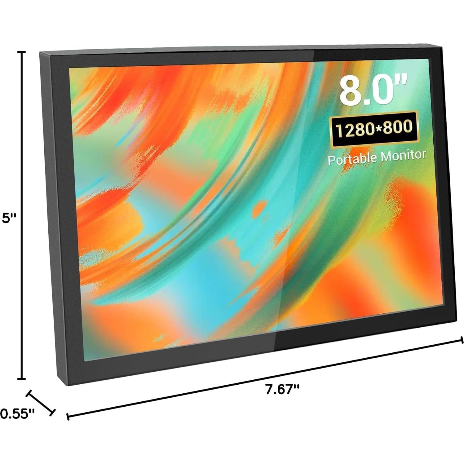 Monitor Portátil VIEWMEI 8" HDMI 1280x800 con Altavoces
