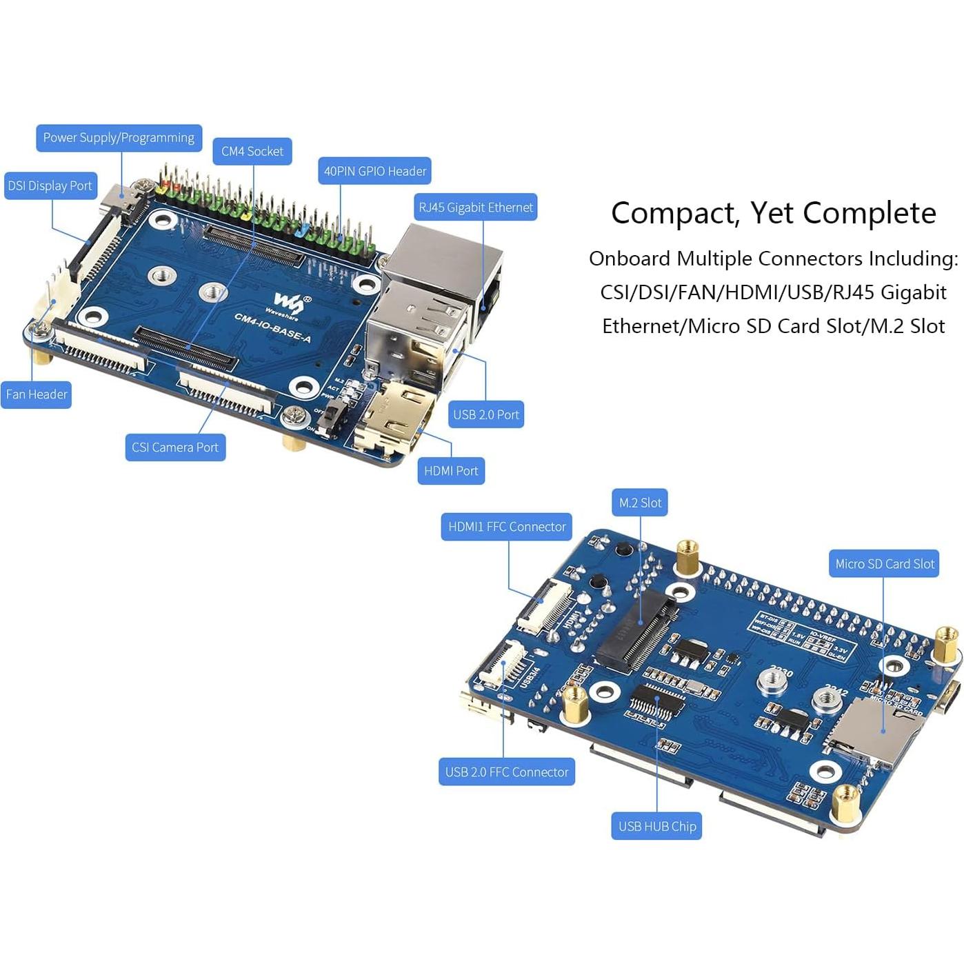 Mini Base Board A Waveshare para Raspberry Pi CM4 con GPIO 40PIN