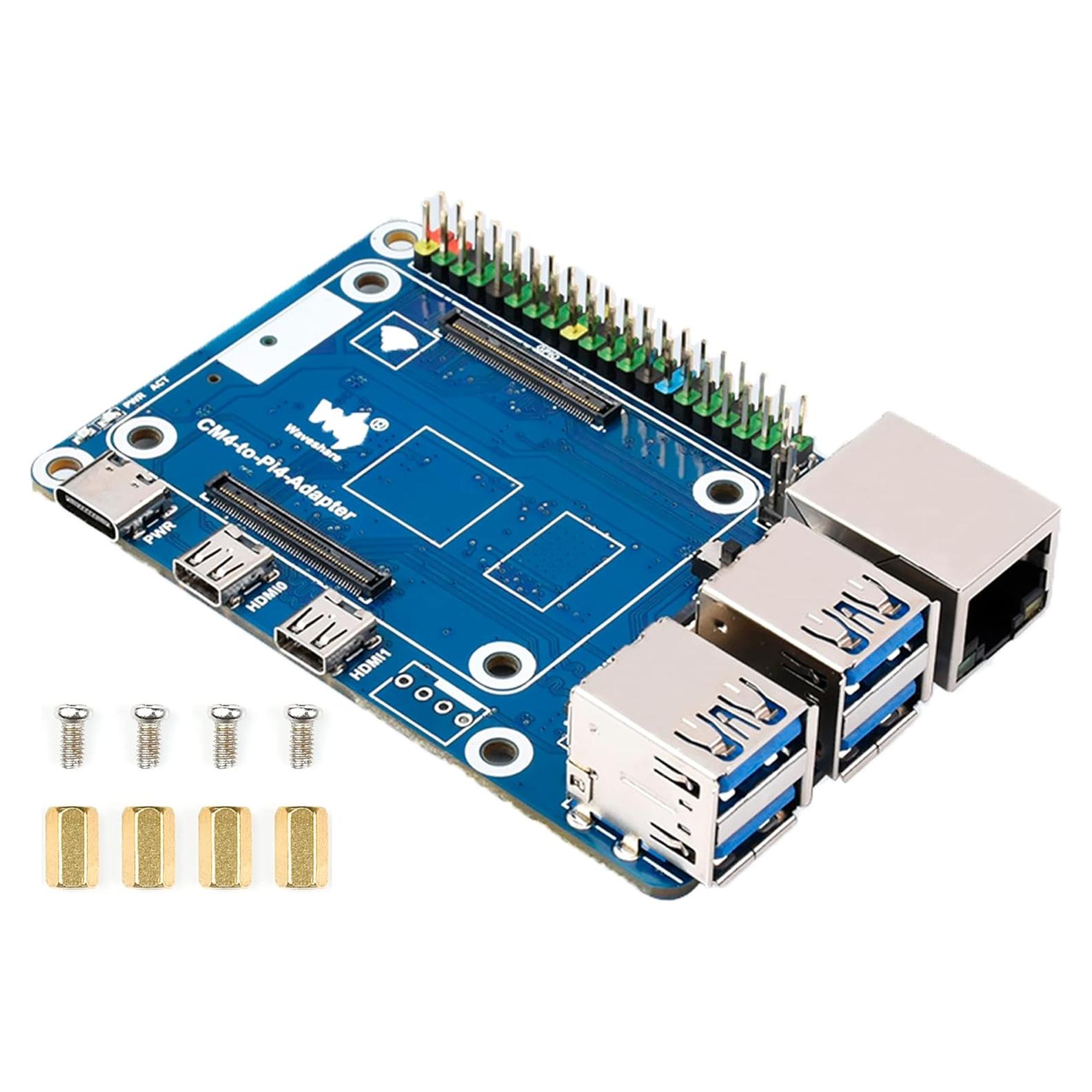 Adaptador CM4 a Raspberry Pi 4B Waveshare - 4 USB 3.0, Gigabit