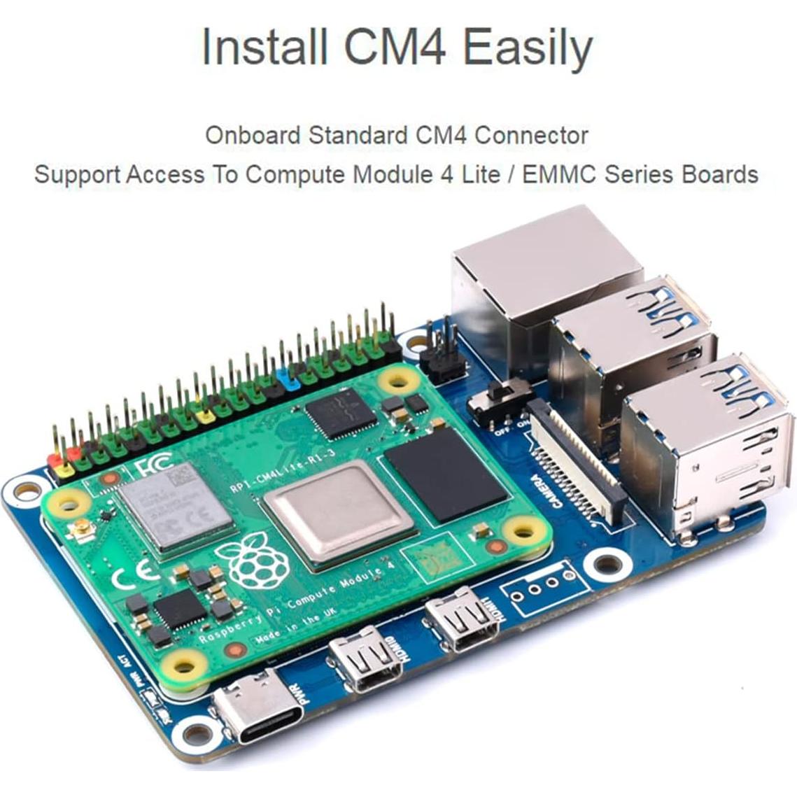 Adaptador CM4 a Raspberry Pi 4B Waveshare - 4 USB 3.0, Gigabit