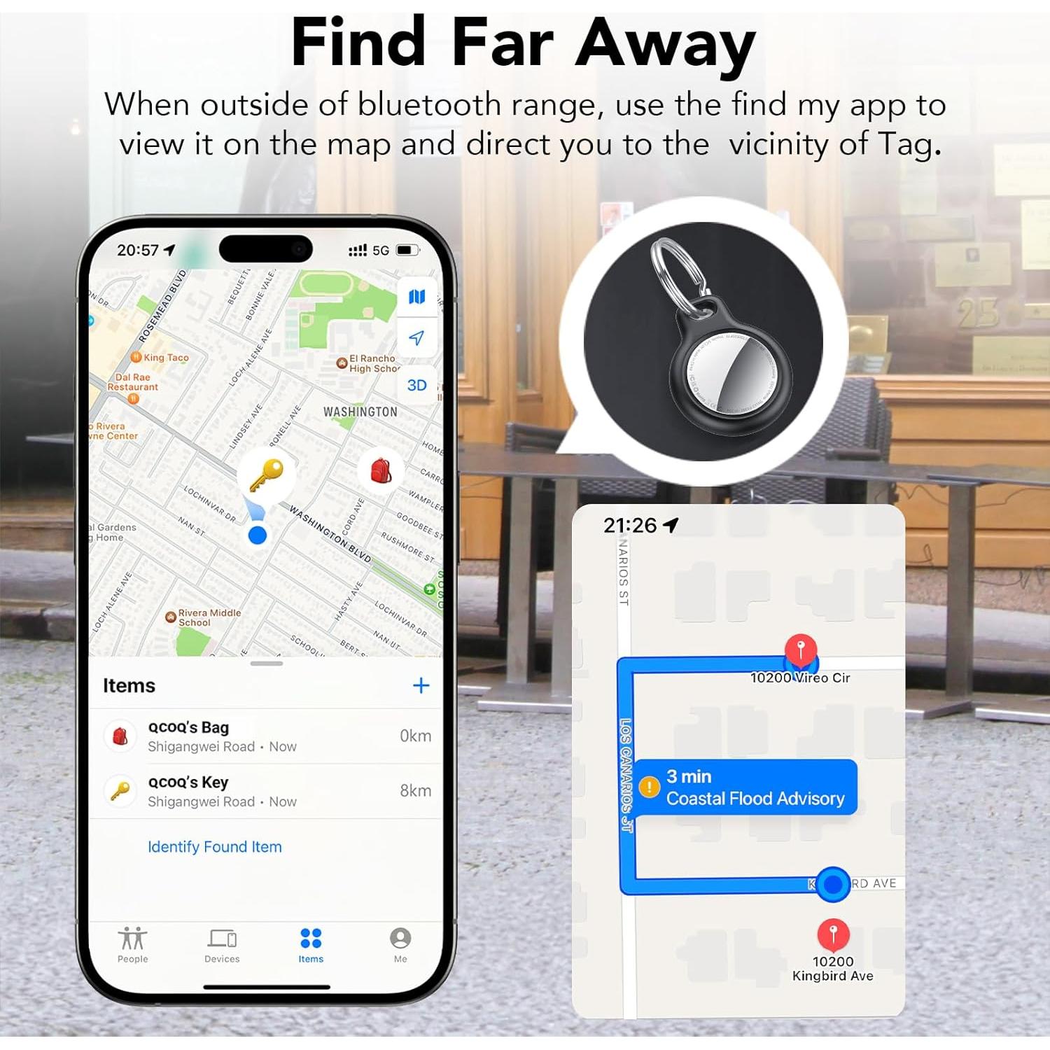 Etiquetas de Rastreo Bluetooth QCOQ - Paquete de 3, Negro
