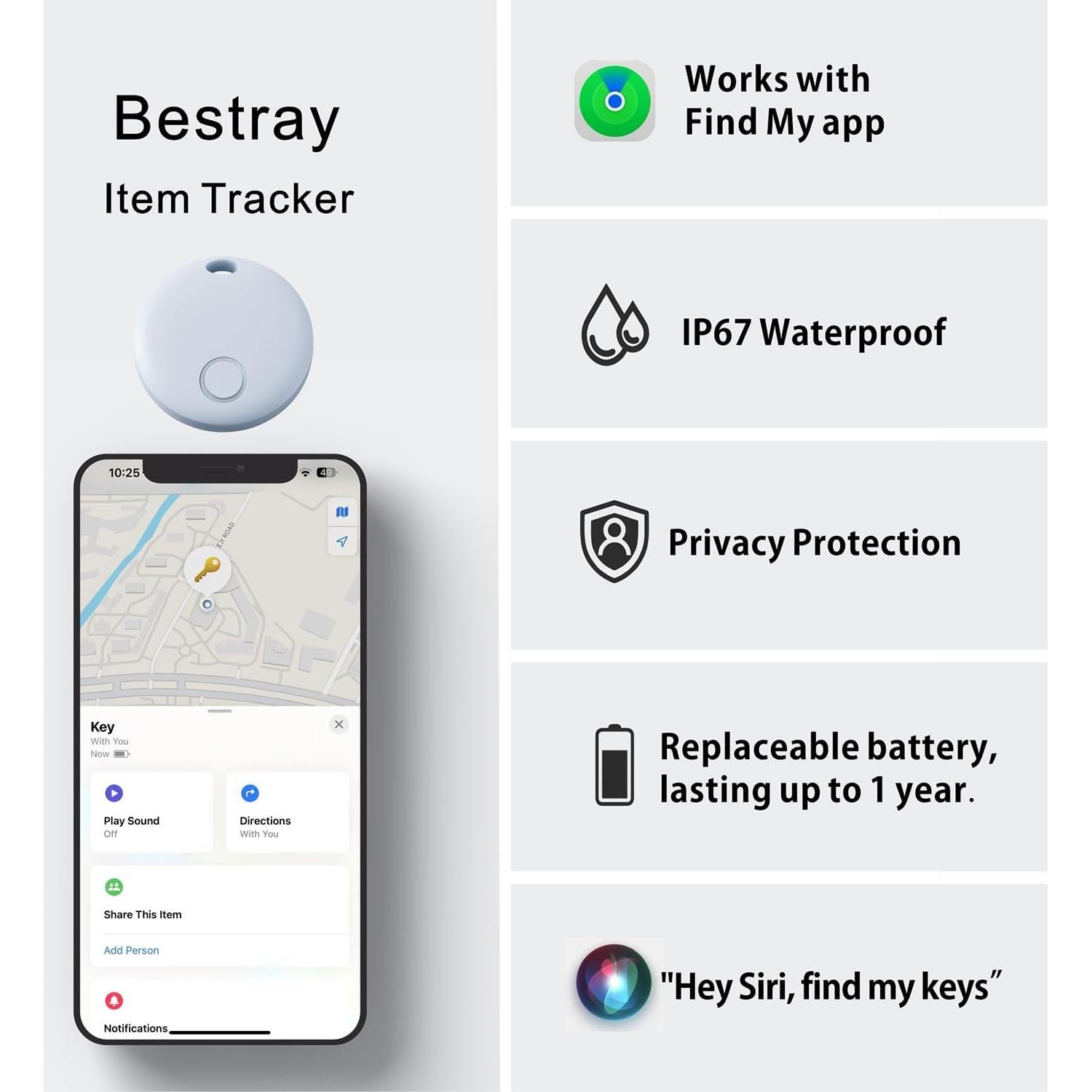 Rastreador Bluetooth Bestray HB02 Azul Impermeable IP67