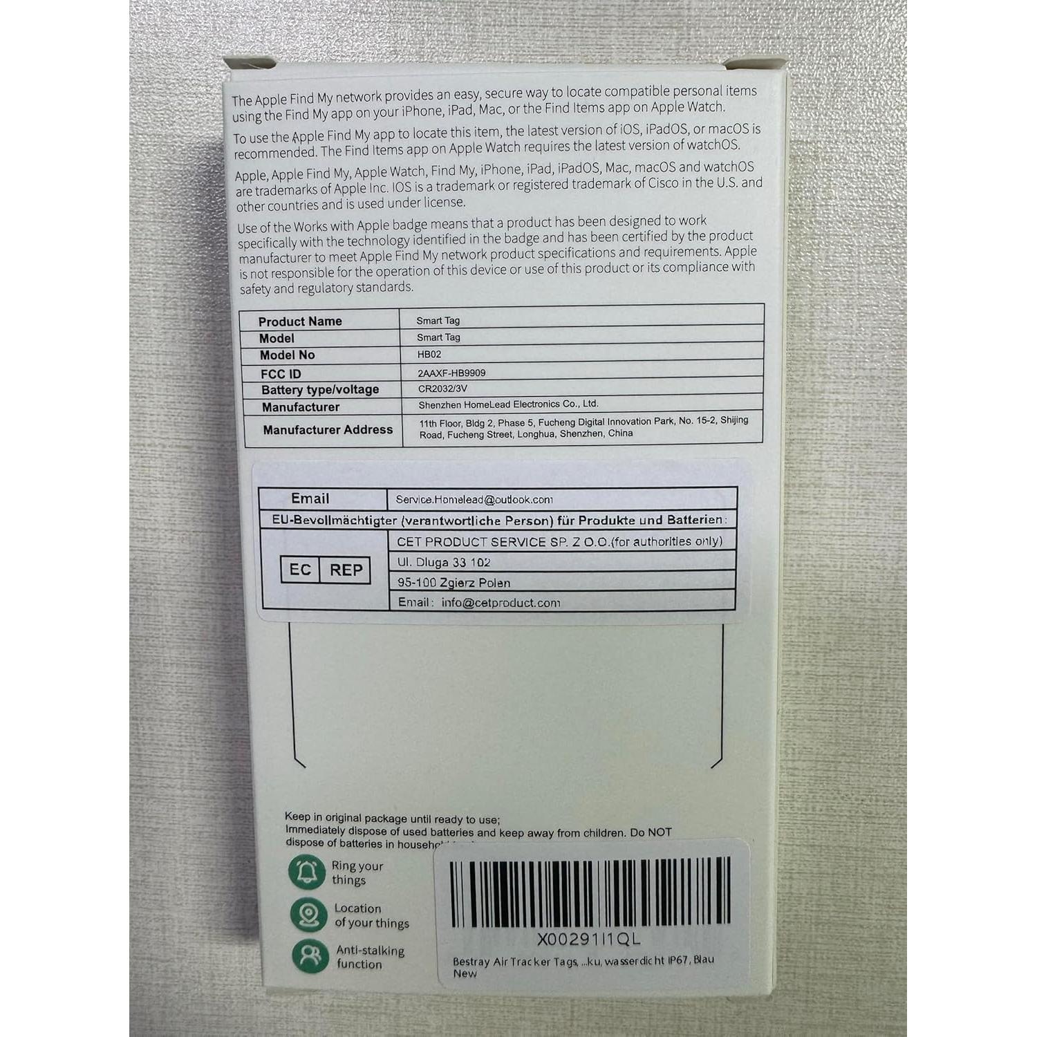 Rastreador Bluetooth Bestray HB02 Azul Impermeable IP67