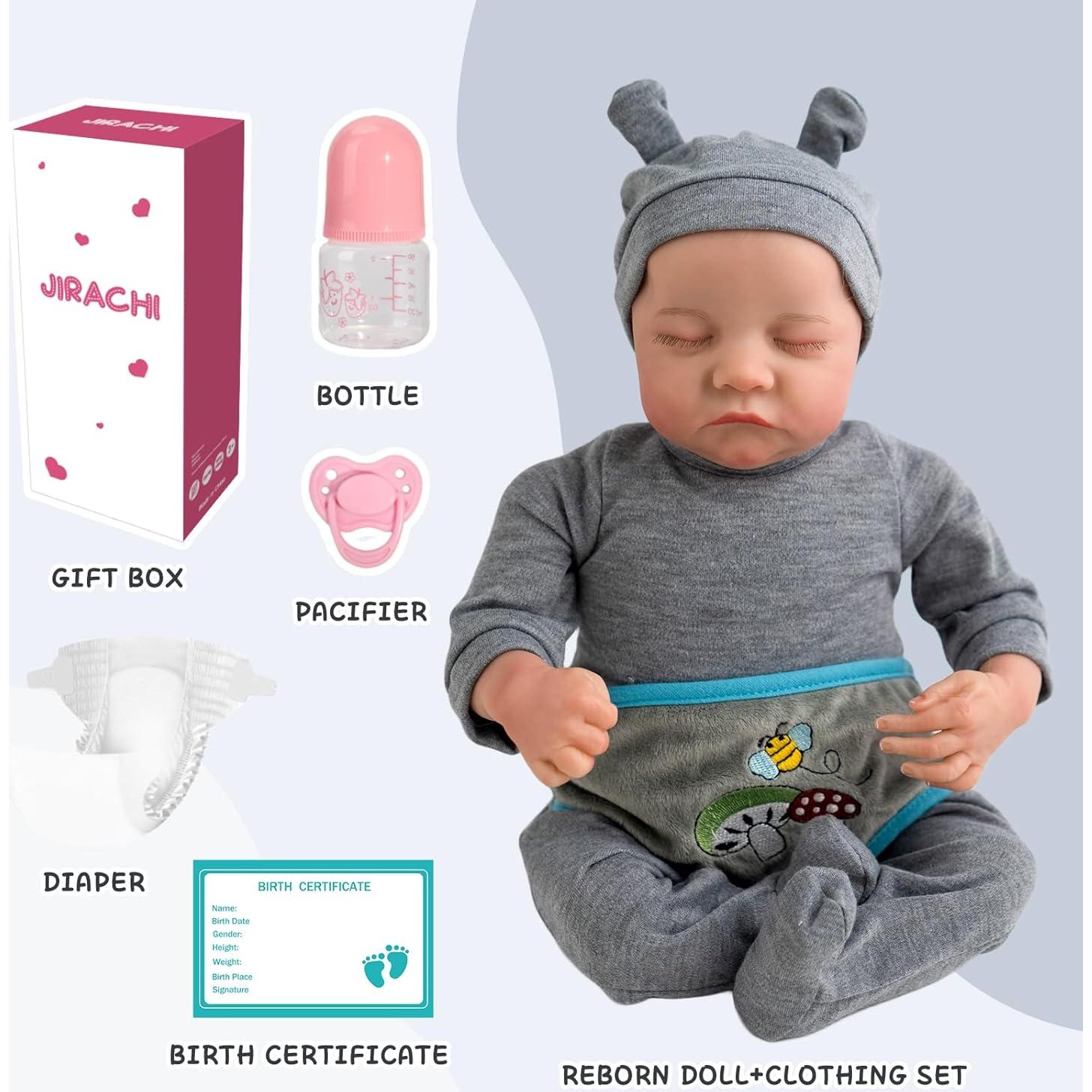Muñeca Reborn Jirachi 43 cm Realista con Kit de Alimentación