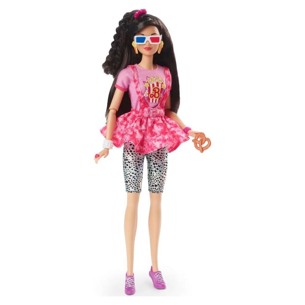 Barbie Rewind Doll & Accessories with Black Hair & 1980s-inspired Movie Night Outfit, Collectible & Displayable