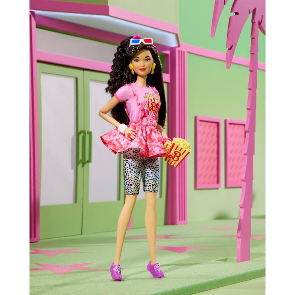 Barbie Rewind Doll & Accessories with Black Hair & 1980s-inspired Movie Night Outfit, Collectible & Displayable