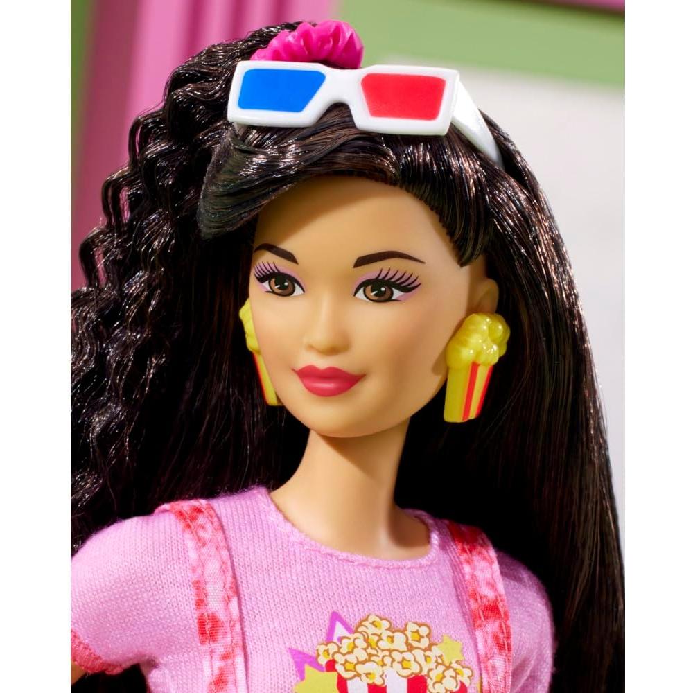 Barbie Rewind Doll & Accessories with Black Hair & 1980s-inspired Movie Night Outfit, Collectible & Displayable