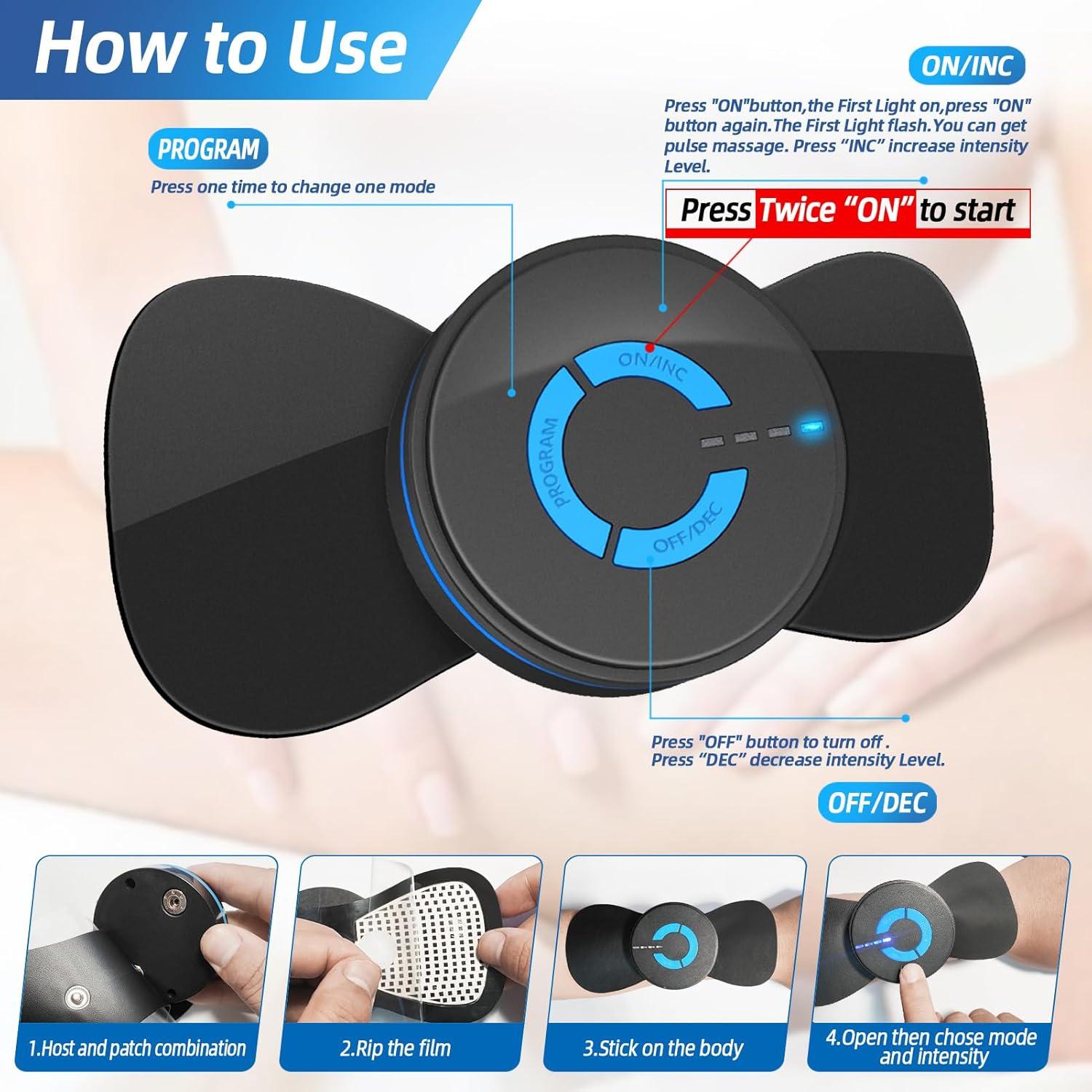 Mini Masajeador TENS JICHAMOXY Recargable para Alivio Muscular