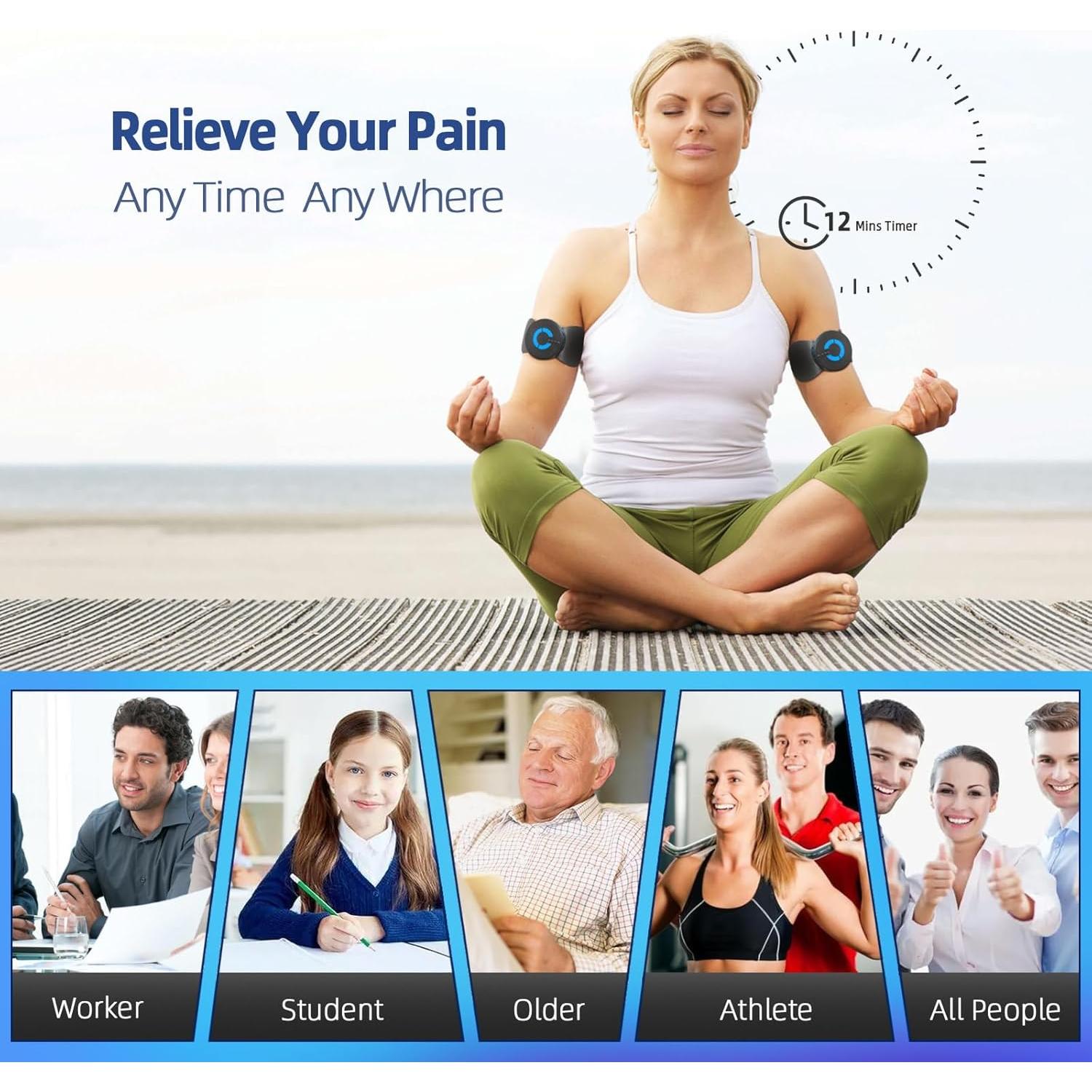 Mini Masajeador TENS JICHAMOXY Recargable para Alivio Muscular