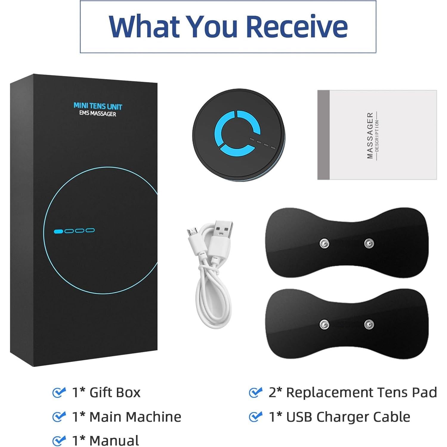 Mini Masajeador TENS JICHAMOXY Recargable para Alivio Muscular