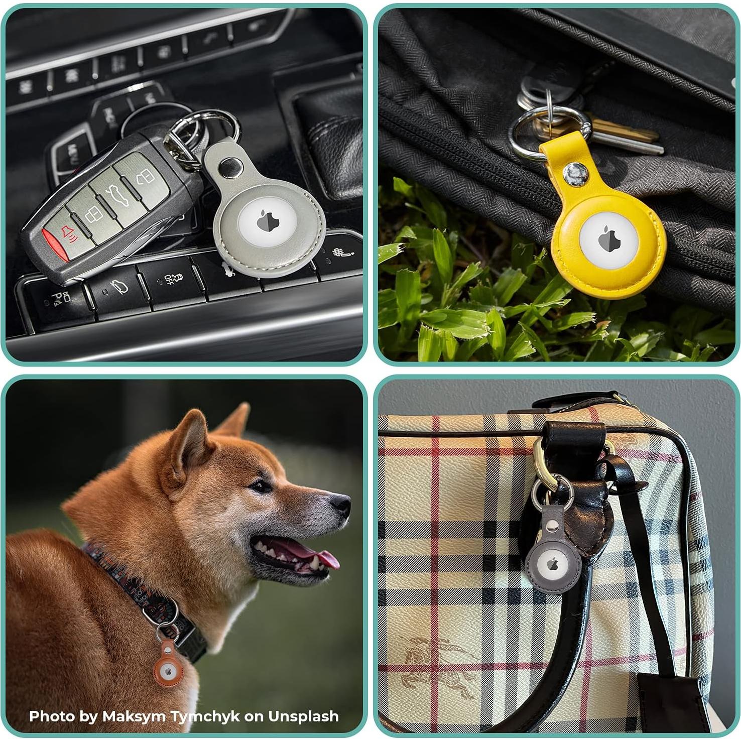 Funda de Cuero Vegano CHABAEBAE para Apple AirTag - 2 Pack