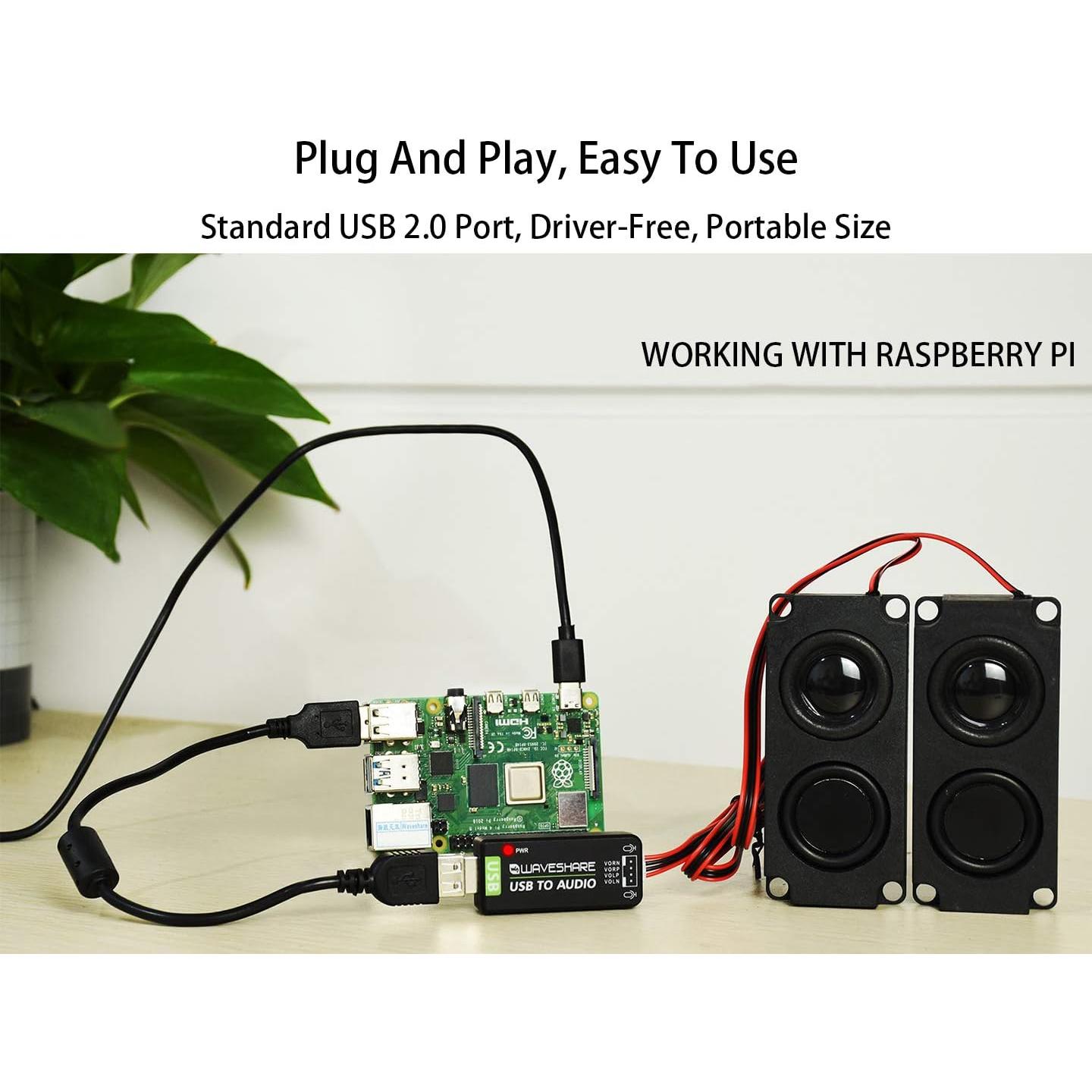 Adaptador USB a Audio Bicool con Altavoz 8Ω 5W para Raspberry Pi