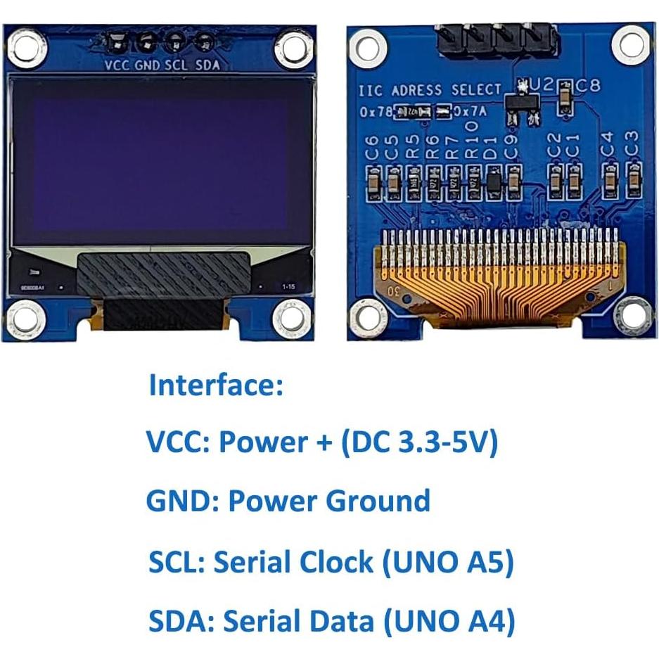 Módulo Pantalla OLED 0.96" Haldzemo 128x64 IIC Amarillo Azul
