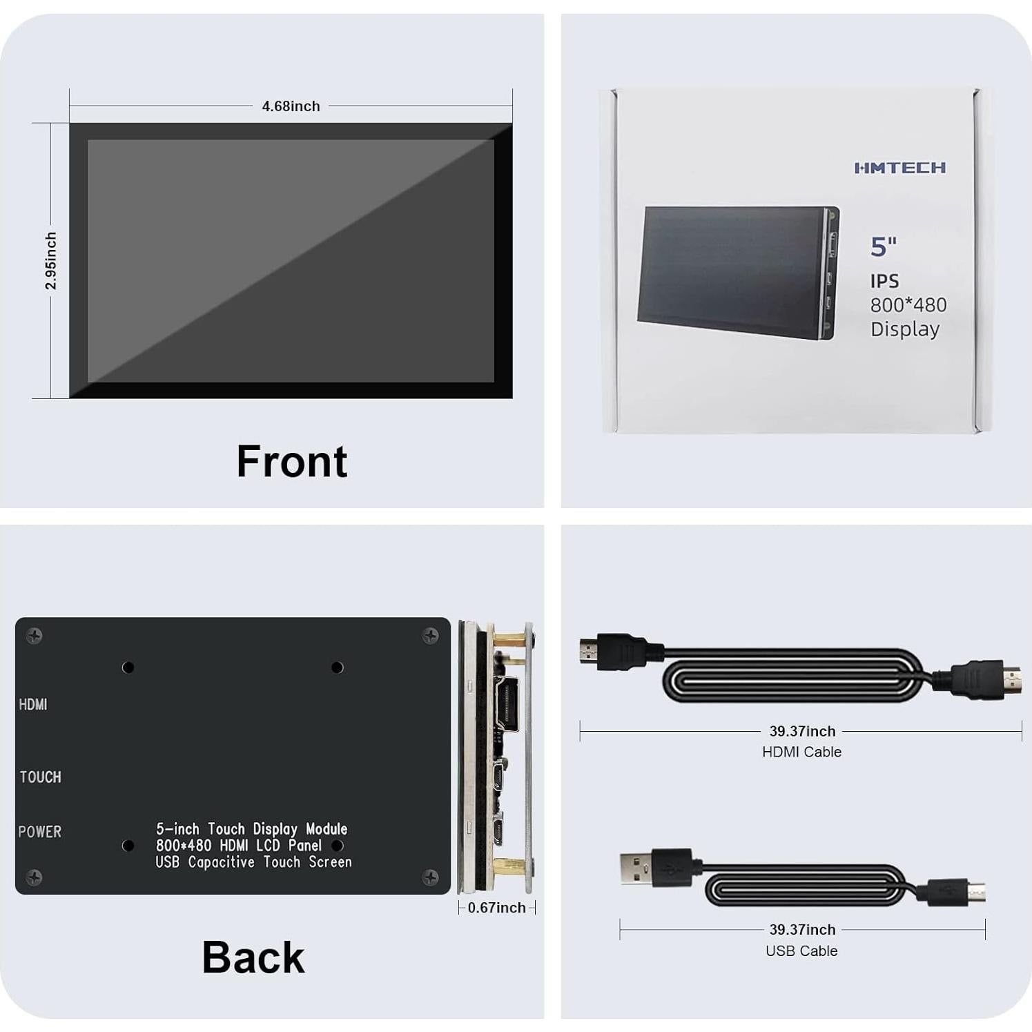 Pantalla Táctil 5" HMTECH para Raspberry Pi 800x480