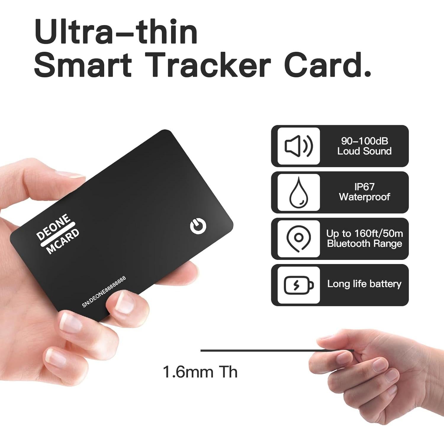Tarjeta Rastreadora de Cartera Hongtop H, Ultra Delgado, IPX7, 2PCS