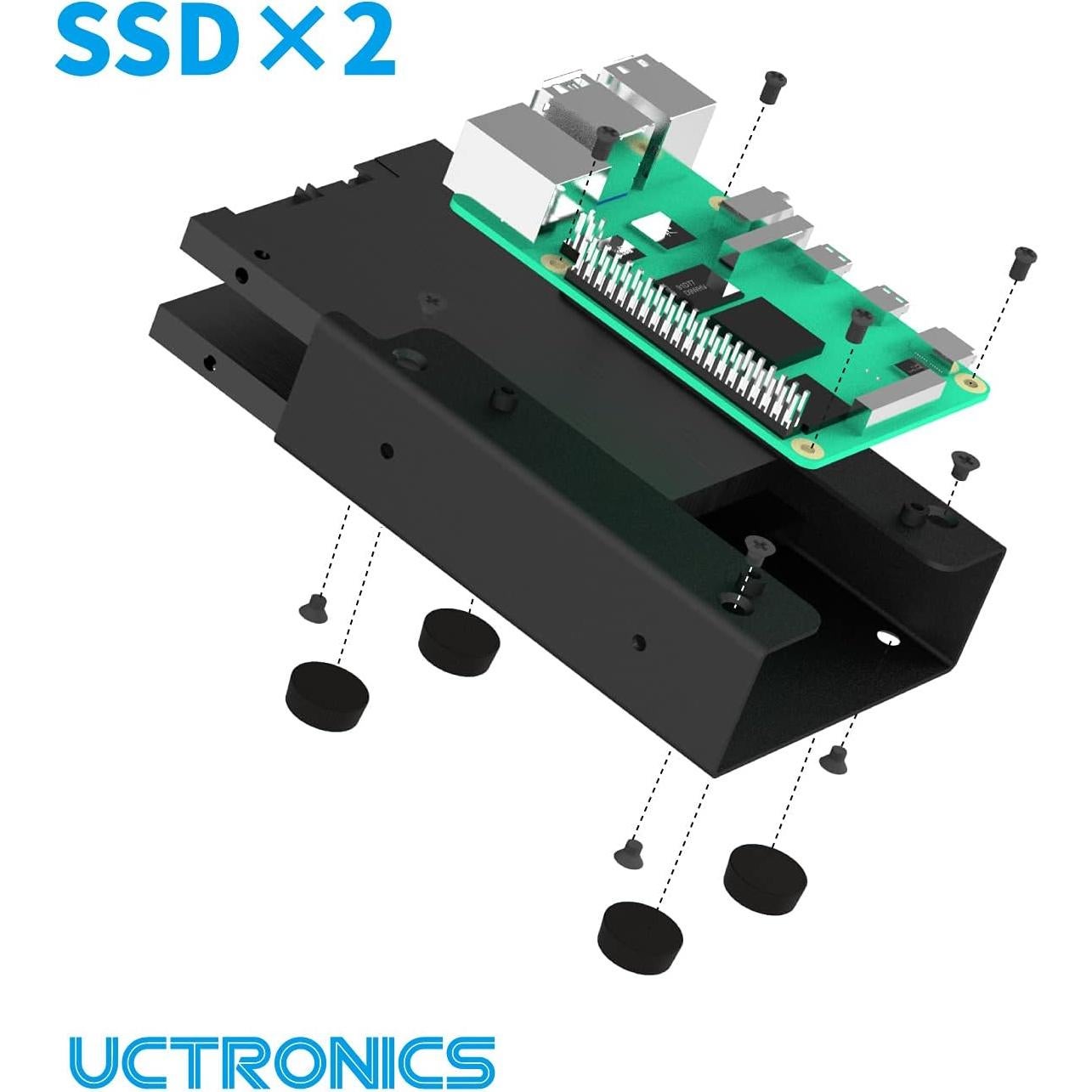 UCTRONICS Soporte NAS para Raspberry Pi 2 SSD 2.5"
