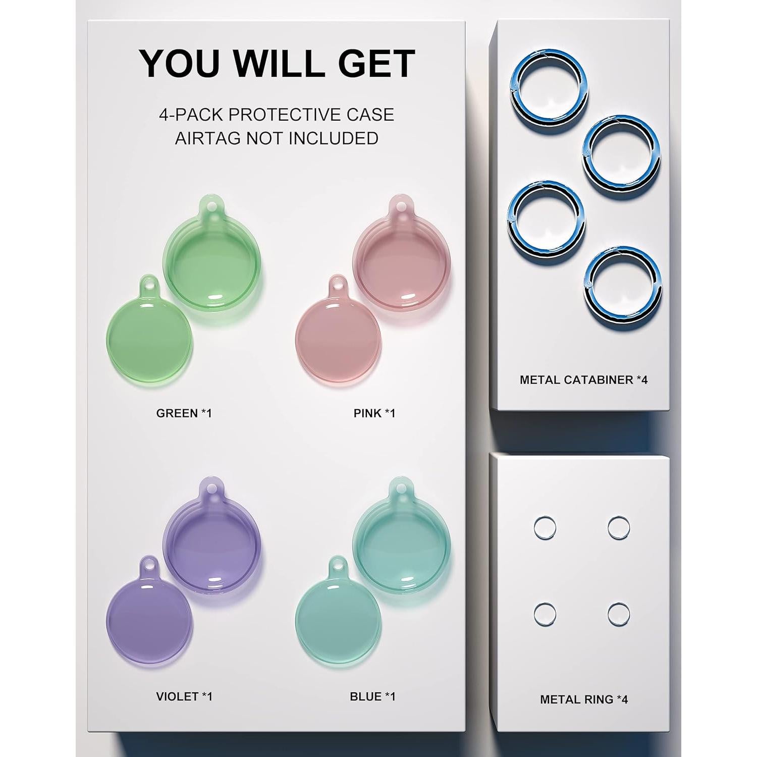 4 Soportes AirTag Impermeables Ccigedy para Mascotas y Llaves