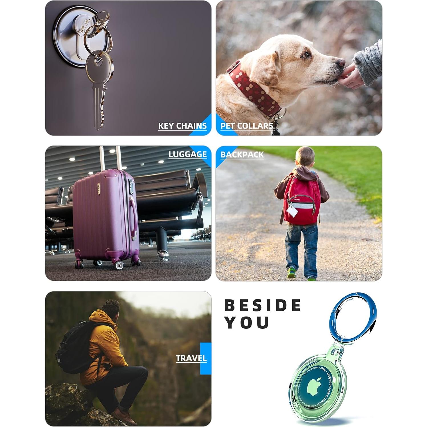 4 Soportes AirTag Impermeables Ccigedy para Mascotas y Llaves