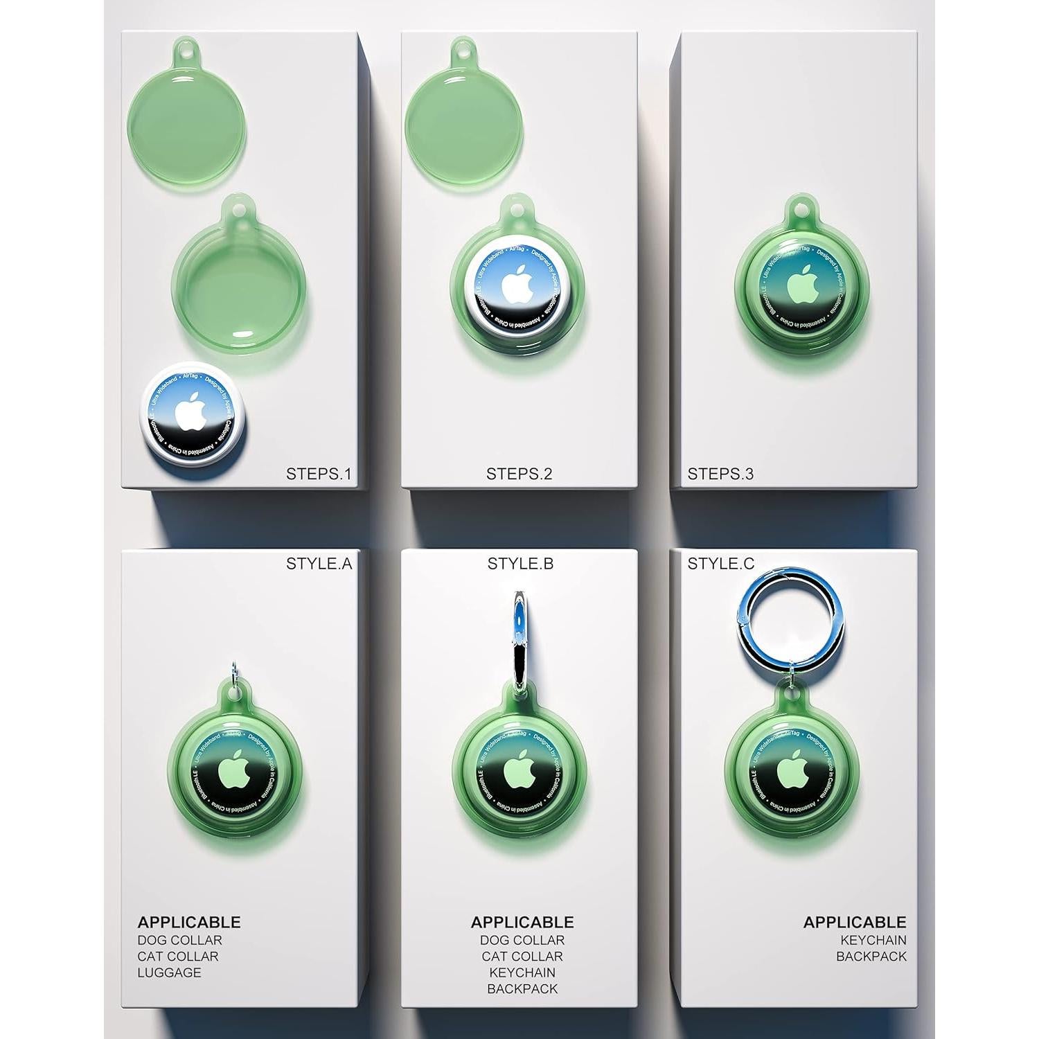 4 Soportes AirTag Impermeables Ccigedy para Mascotas y Llaves