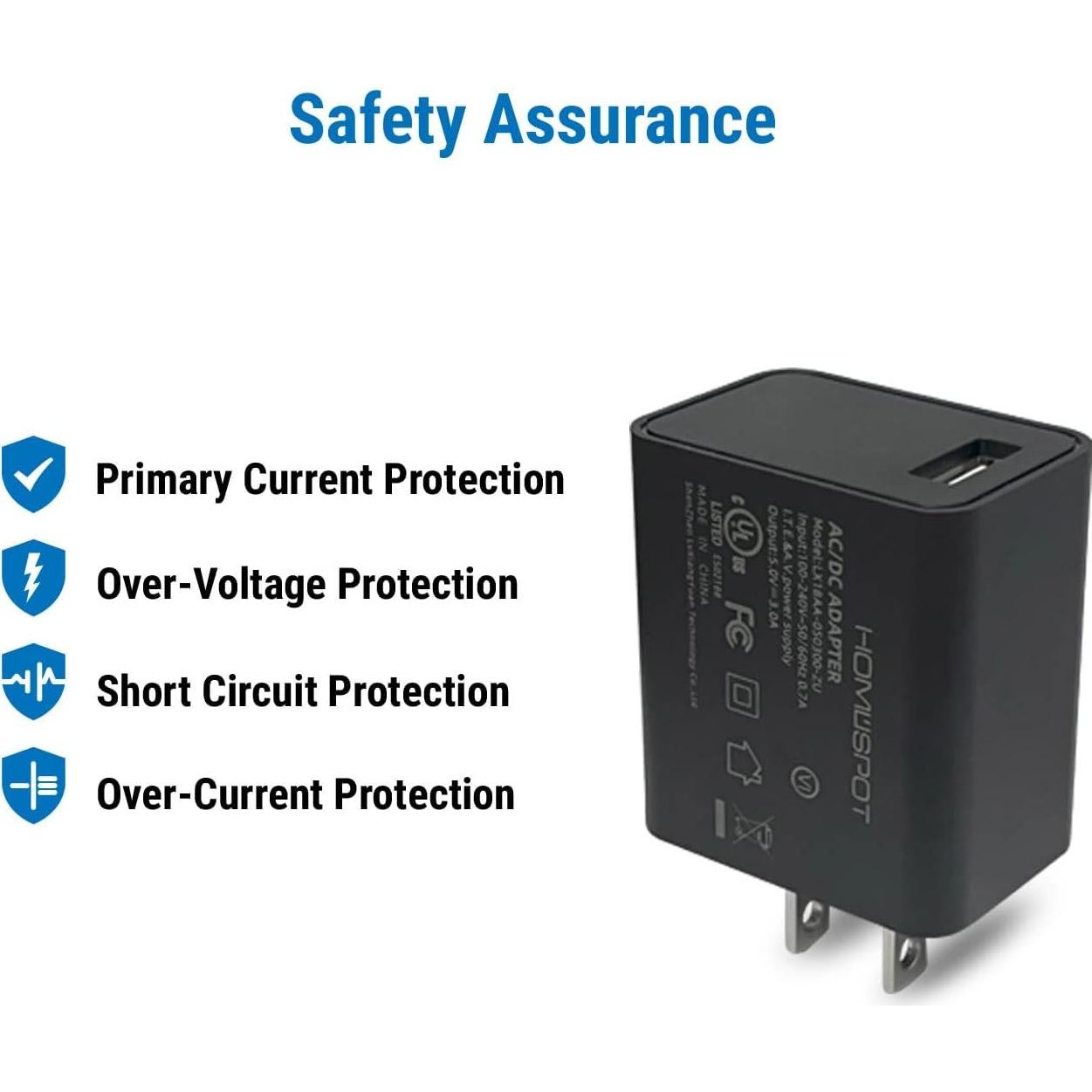 Fuente de Alimentación USB 5V 3A UL-Listed con Interruptor 1.5m