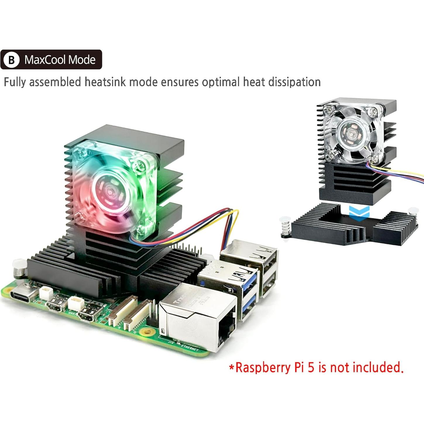 Enfriador Doble Modo ElectroCookie para Raspberry Pi 5 con LED RGB