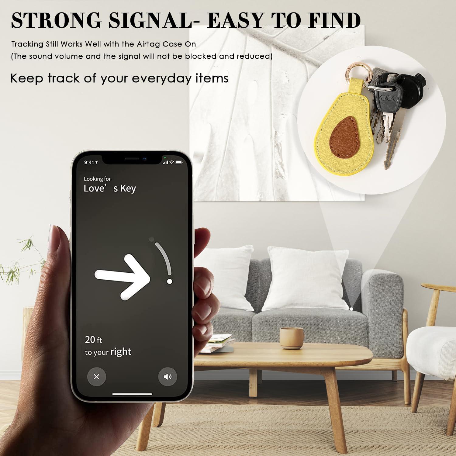 Funda de cuero para AirTag VANTOO con llavero y diseño elegante