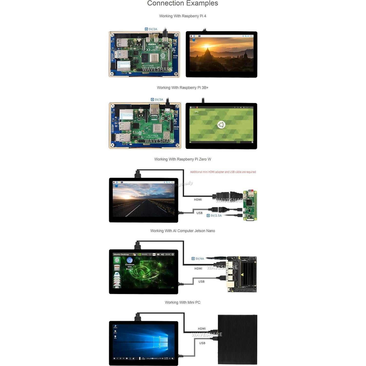 Monitor Táctil Capacitivo AMOLED 5" XYGStudy 960x544 HDMI