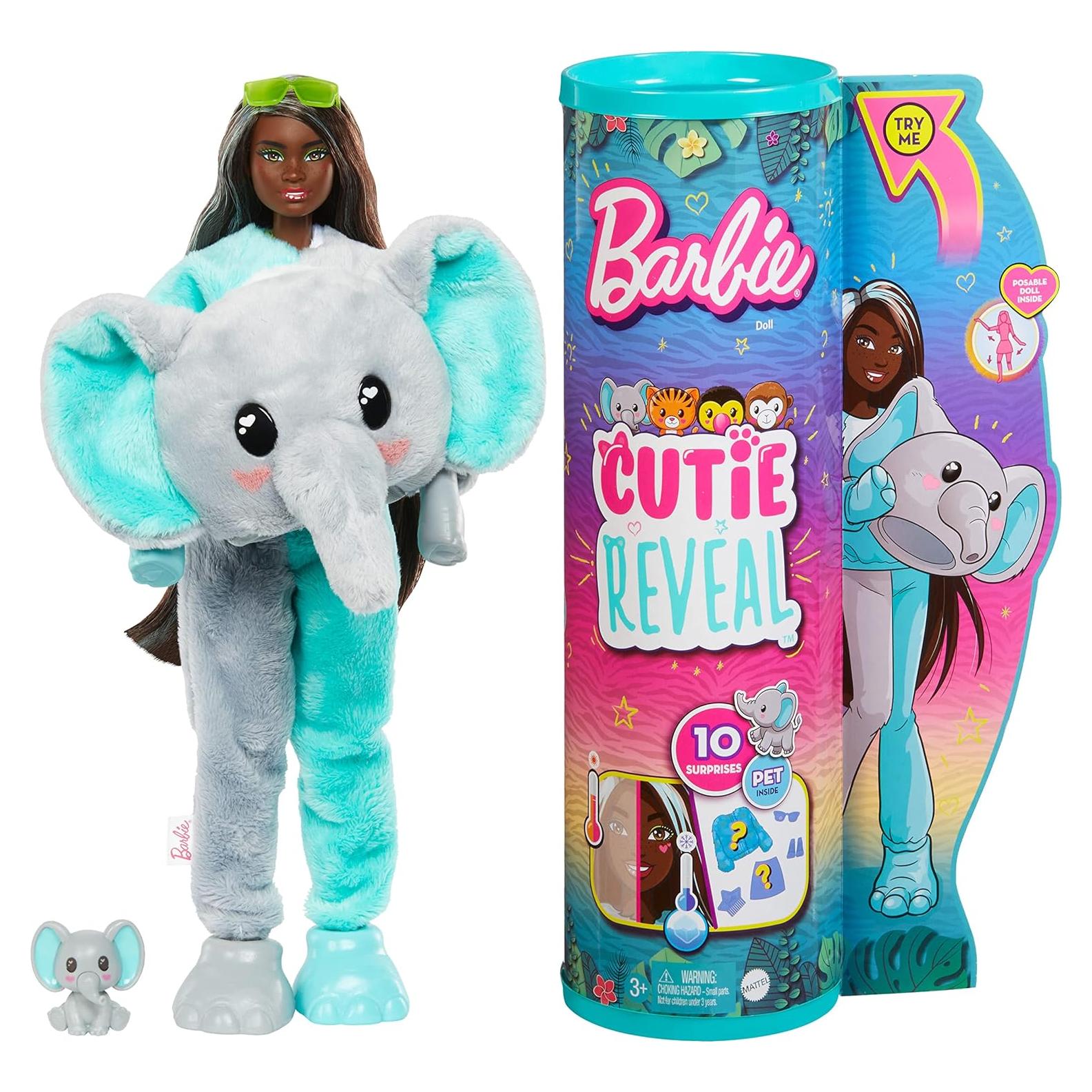 Muñeca Barbie Cutie Reveal Elefante - 10 Sorpresas Incluidas