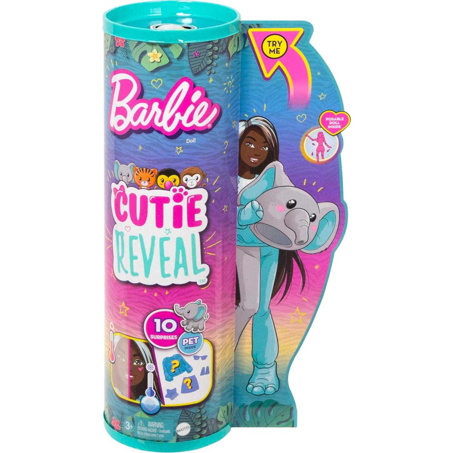 Muñeca Barbie Cutie Reveal Elefante - 10 Sorpresas Incluidas