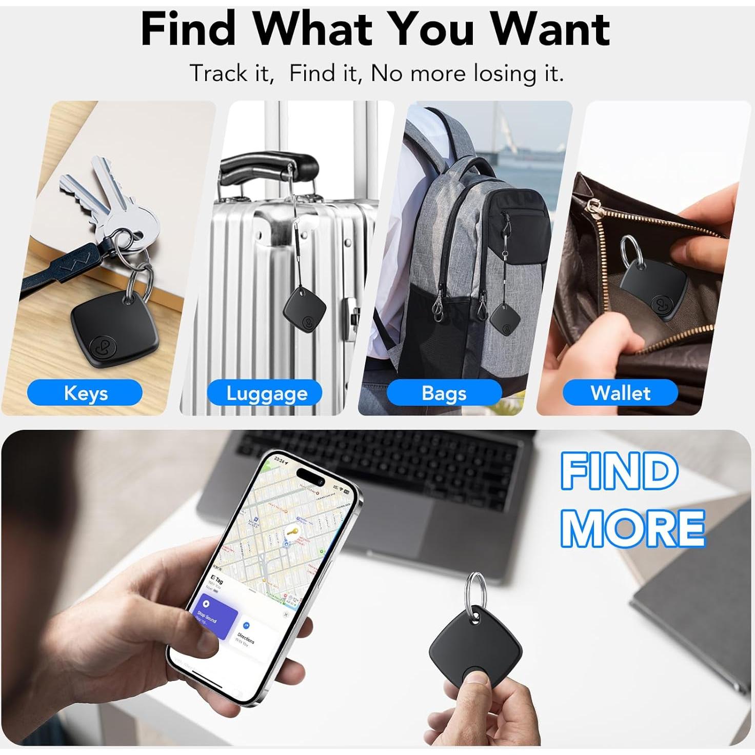 Rastreador Bluetooth Ntaanoo Air Tag 2-Pack Negro IP67