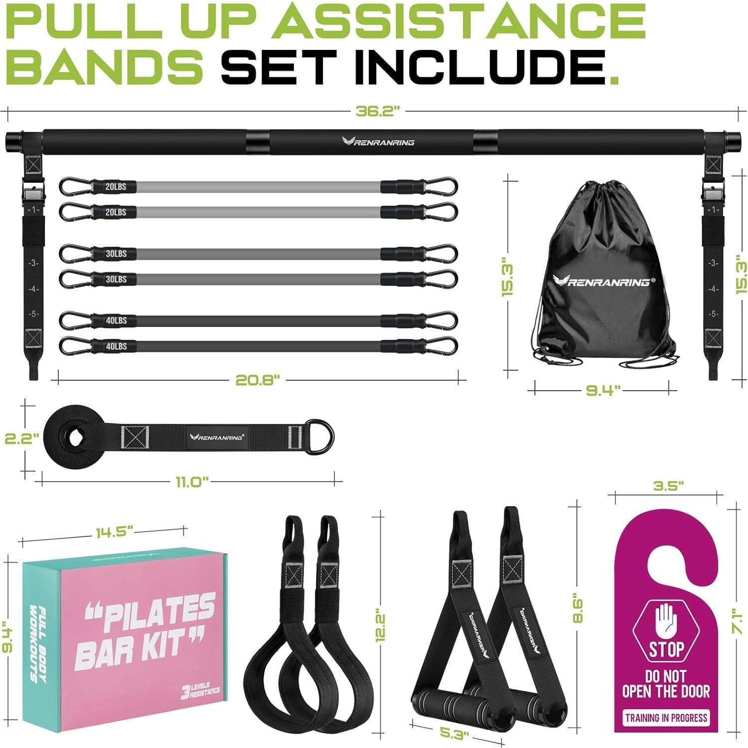 Kit de Barra de Pilates RENRANRING Multifuncional Negro 1.59 kg