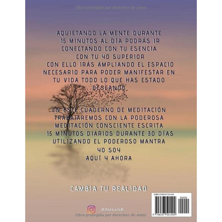 Cuaderno De Meditación Mensual - Medita 15 Minutos Al Día A Través De La Escritura Consciente - Mantra: YO SOY AQUÍ Y AHORA: CAMBIA TU VIDA - CAMBIA ... DE MEDITACIÓN MENSUAL) (Spanish Edition)