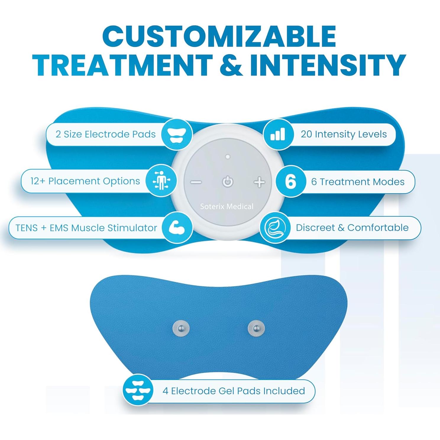 PainX Estimulador TENS Inalámbrico para Alivio Muscular