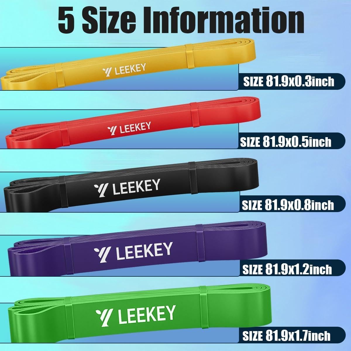 Bandas de Resistencia LEEKEY 5 Niveles para Ejercicio en Casa
