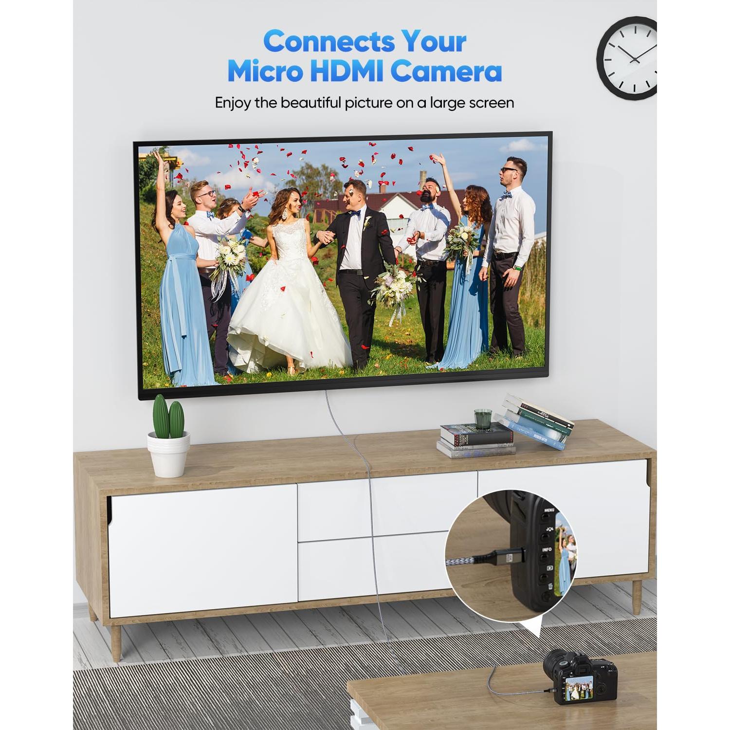 Cable Micro HDMI a HDMI 1.83m ZeniKon 4K 60Hz Trenzado Nylon