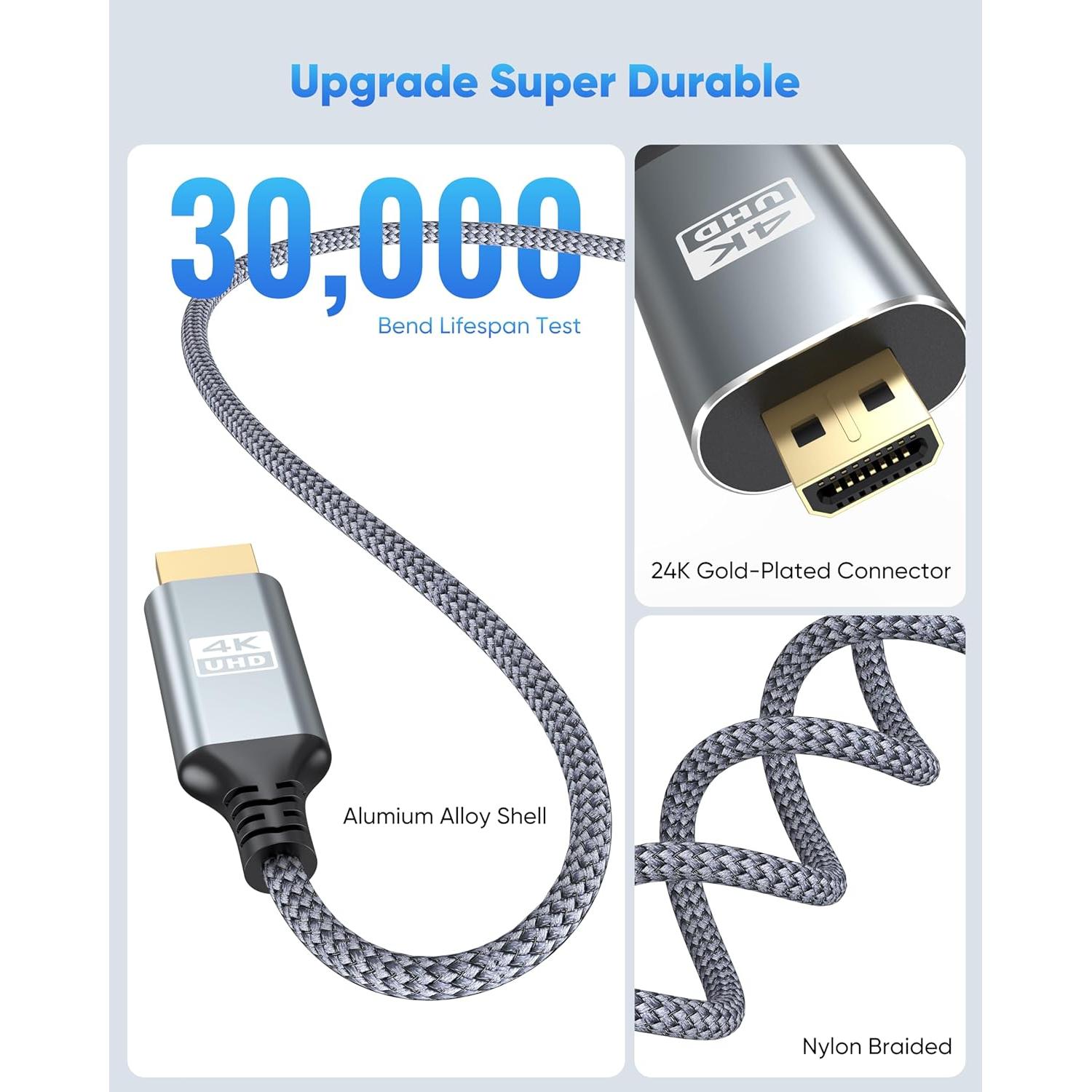 Cable Micro HDMI a HDMI 1.83m ZeniKon 4K 60Hz Trenzado Nylon