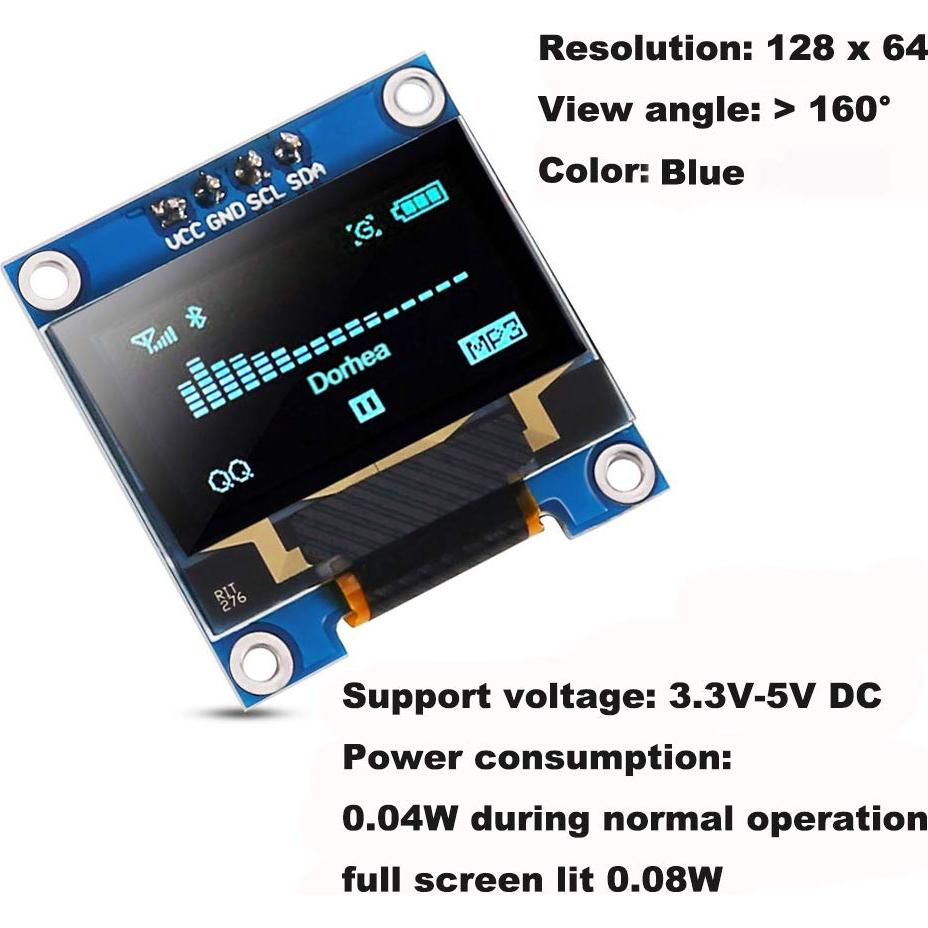 6 Módulos Pantalla OLED 0.96" DORHEA 128x64 I2C Azul