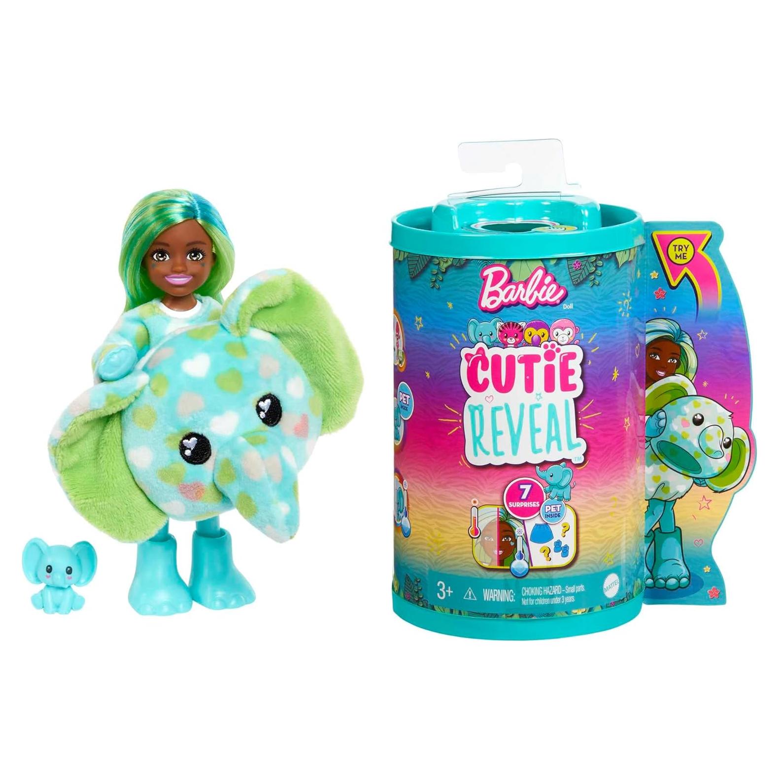 Barbie Cutie Reveal Chelsea Muñeca Elefante 7 Sorpresas