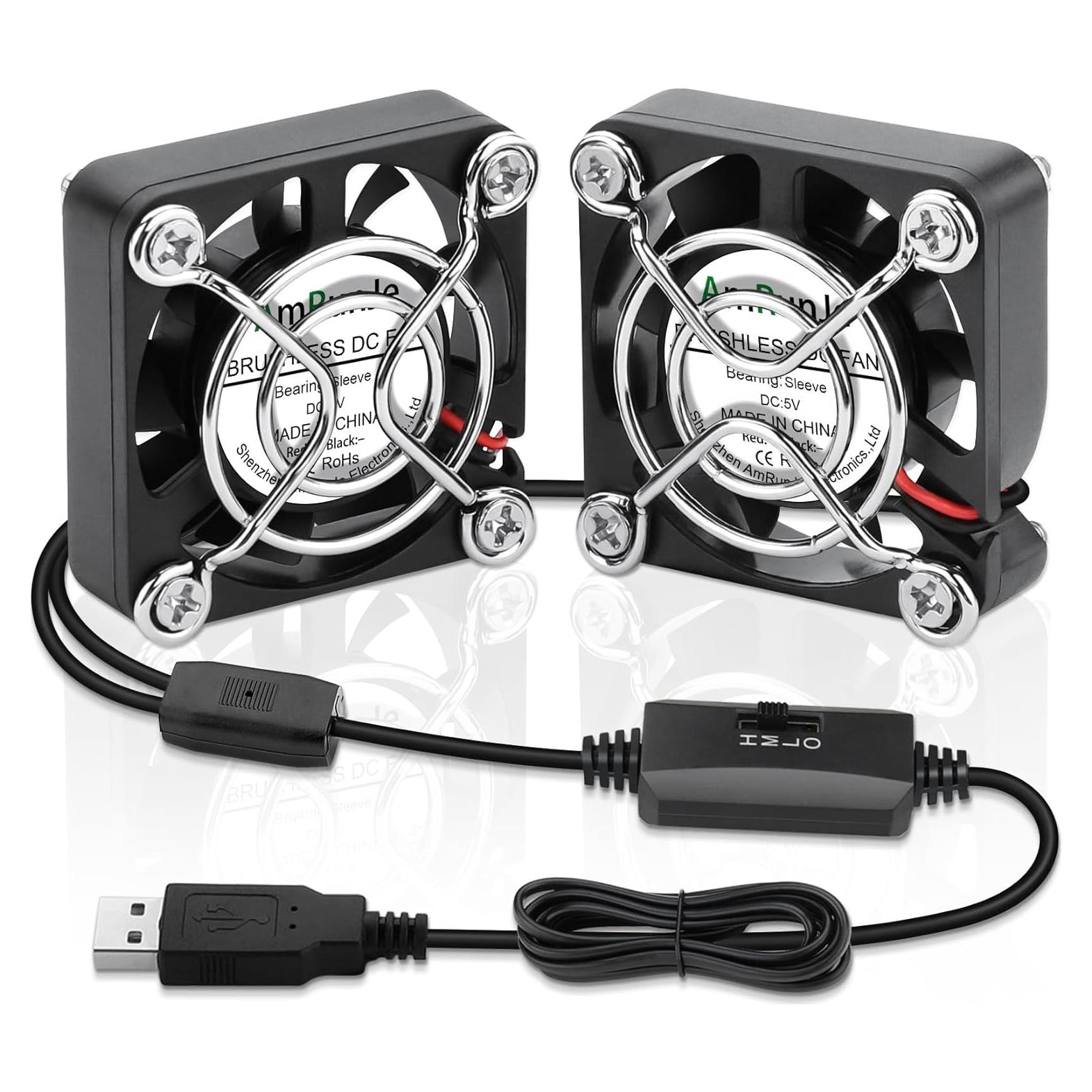 Ventilador USB Mini 40mm AmRunJe x2 - Enfriador Compacto 5V