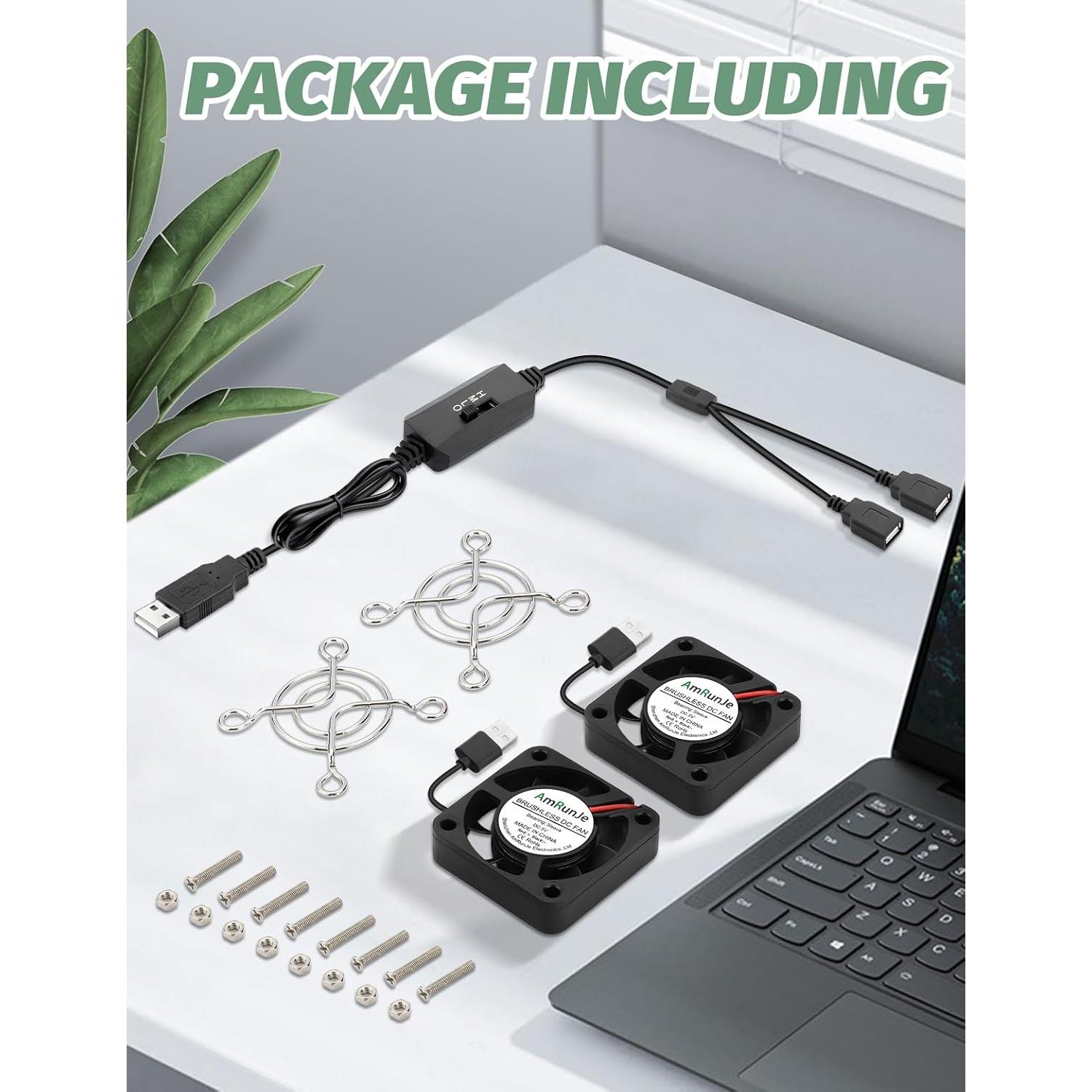 Ventilador USB Mini 40mm AmRunJe x2 - Enfriador Compacto 5V