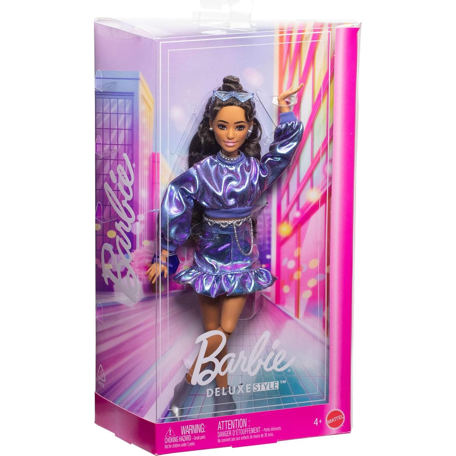 Muñeca Barbie Estilo Deluxe #7 - Top y Falda Azul Metálico