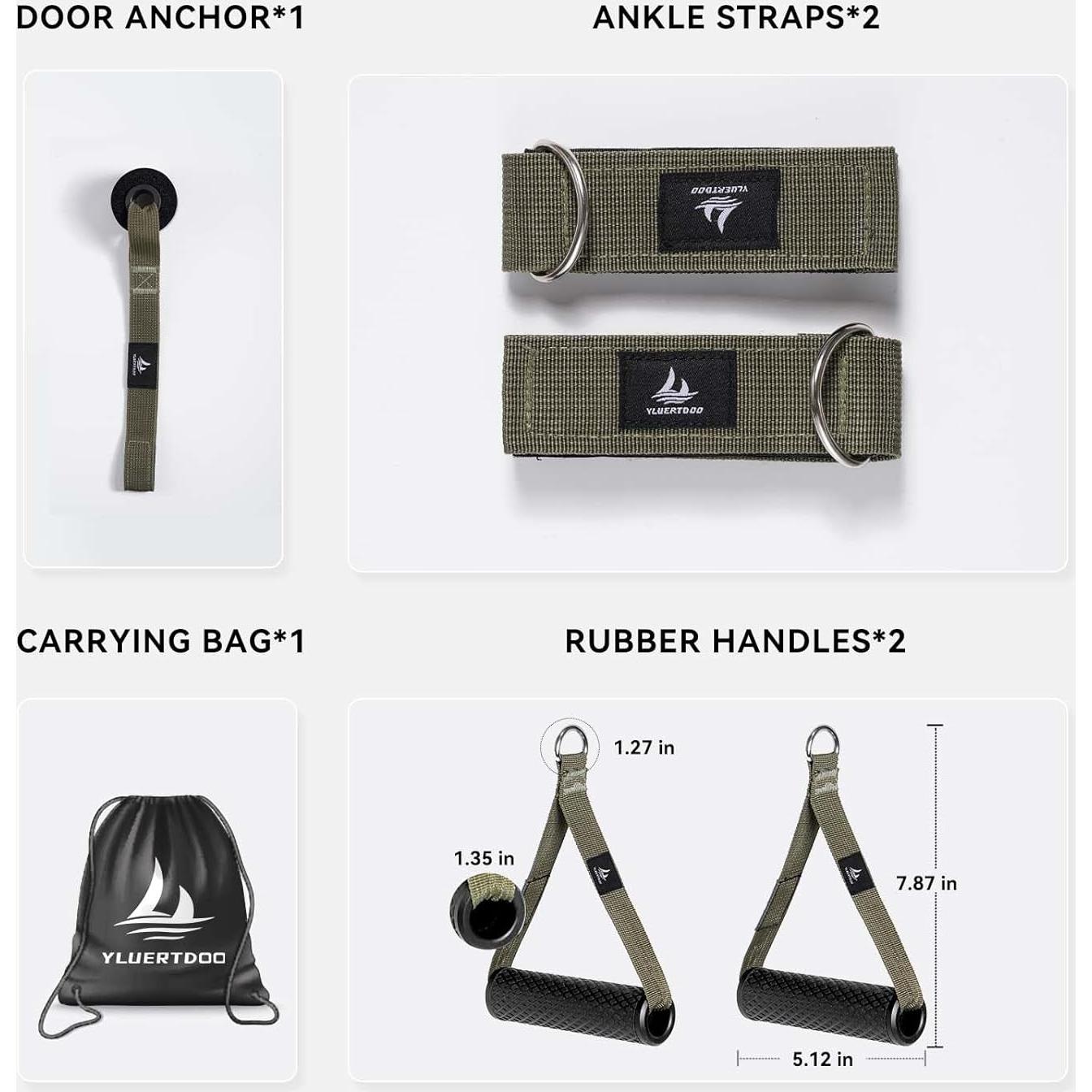 Bandas de Resistencia YLUERTDOO 300Lbs con Mangos y Anclaje