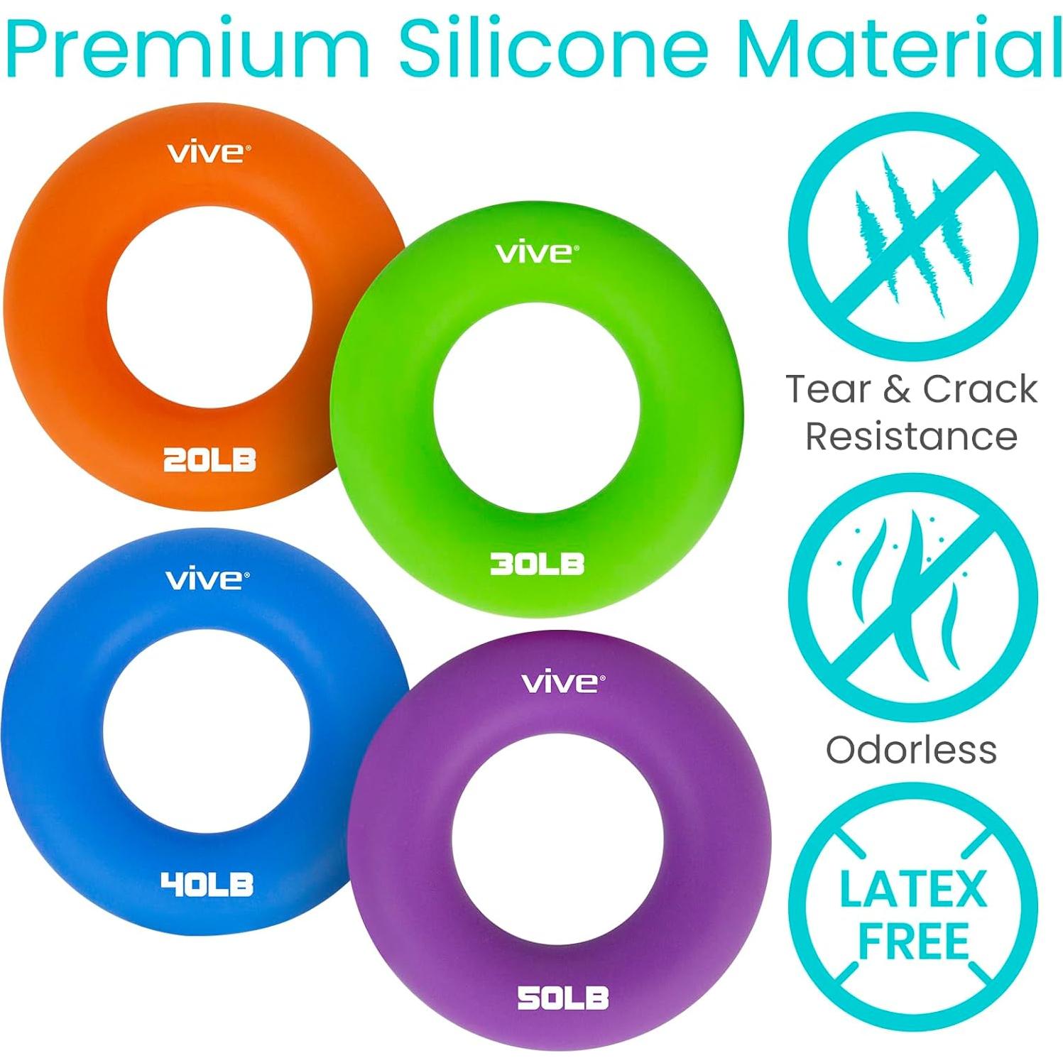 Anillo de Ejercicio para Mano Vive - Fortalecedor de Silicona 4 Pzas