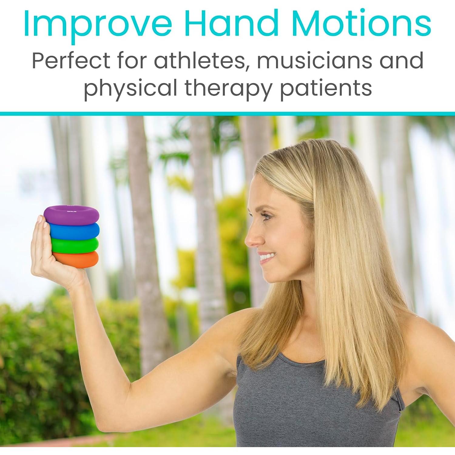 Anillo de Ejercicio para Mano Vive - Fortalecedor de Silicona 4 Pzas