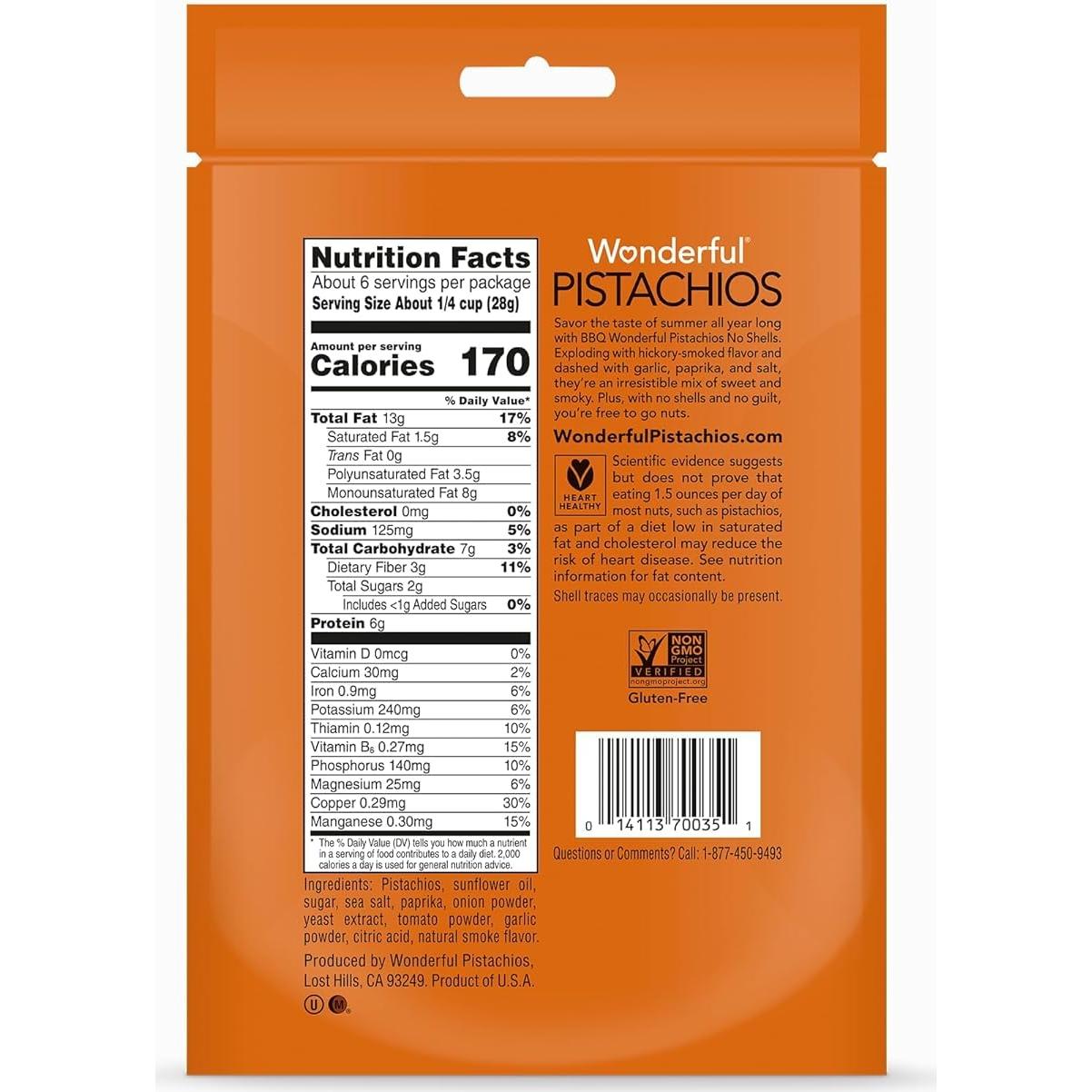 Pistachos Maravillosos Sin Cáscara BBQ 155 g - Snack Saludable