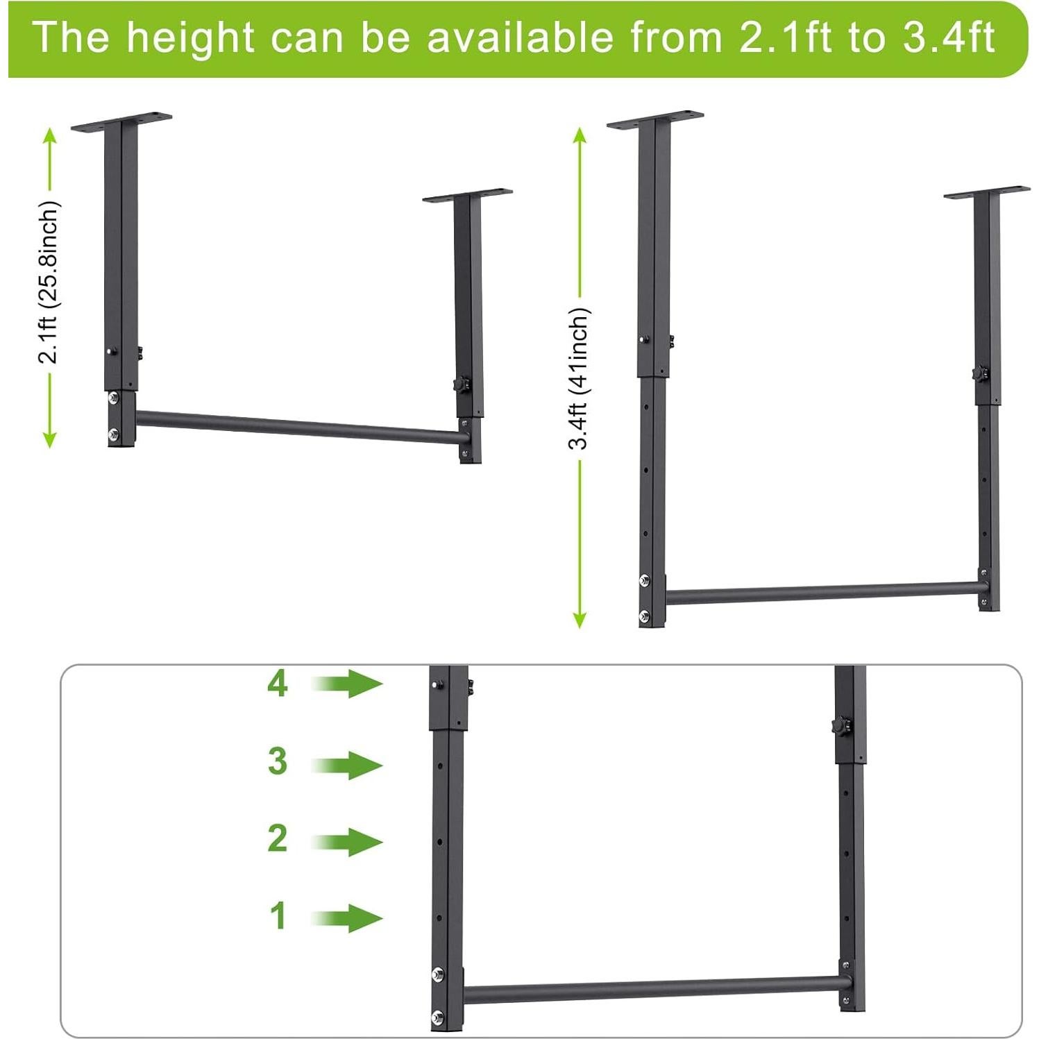Barra de Dominadas Montada en Techo Kipika 226.8 kg Ajustable