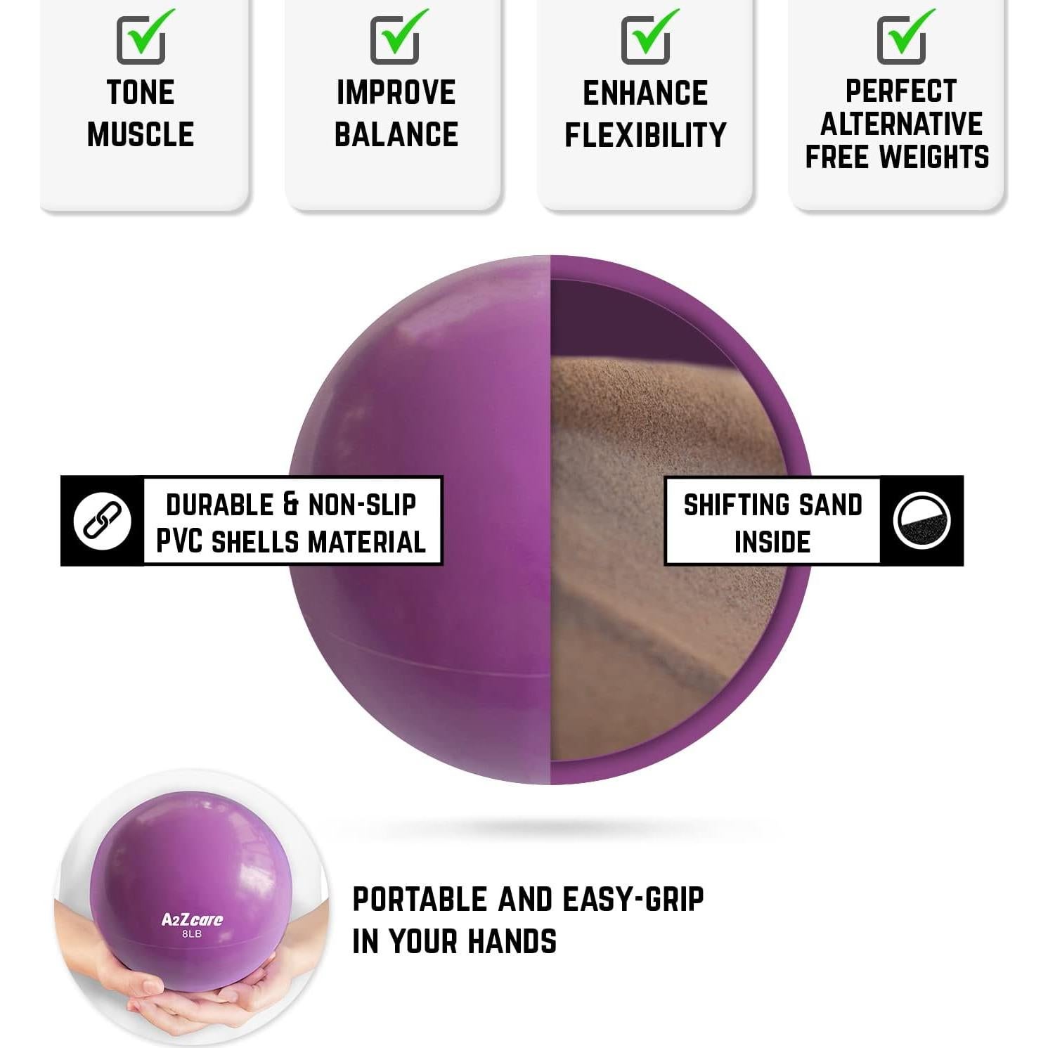 Bola de Tonificación A2ZCARE 18 cm 3.63 kg PVC Púrpura