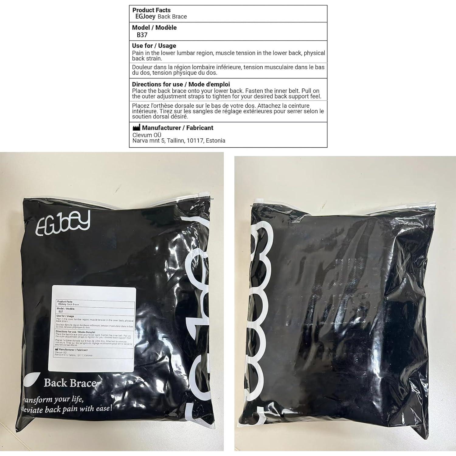 Faja de Soporte para Espalda Baja EGjoey - Mediana Gris