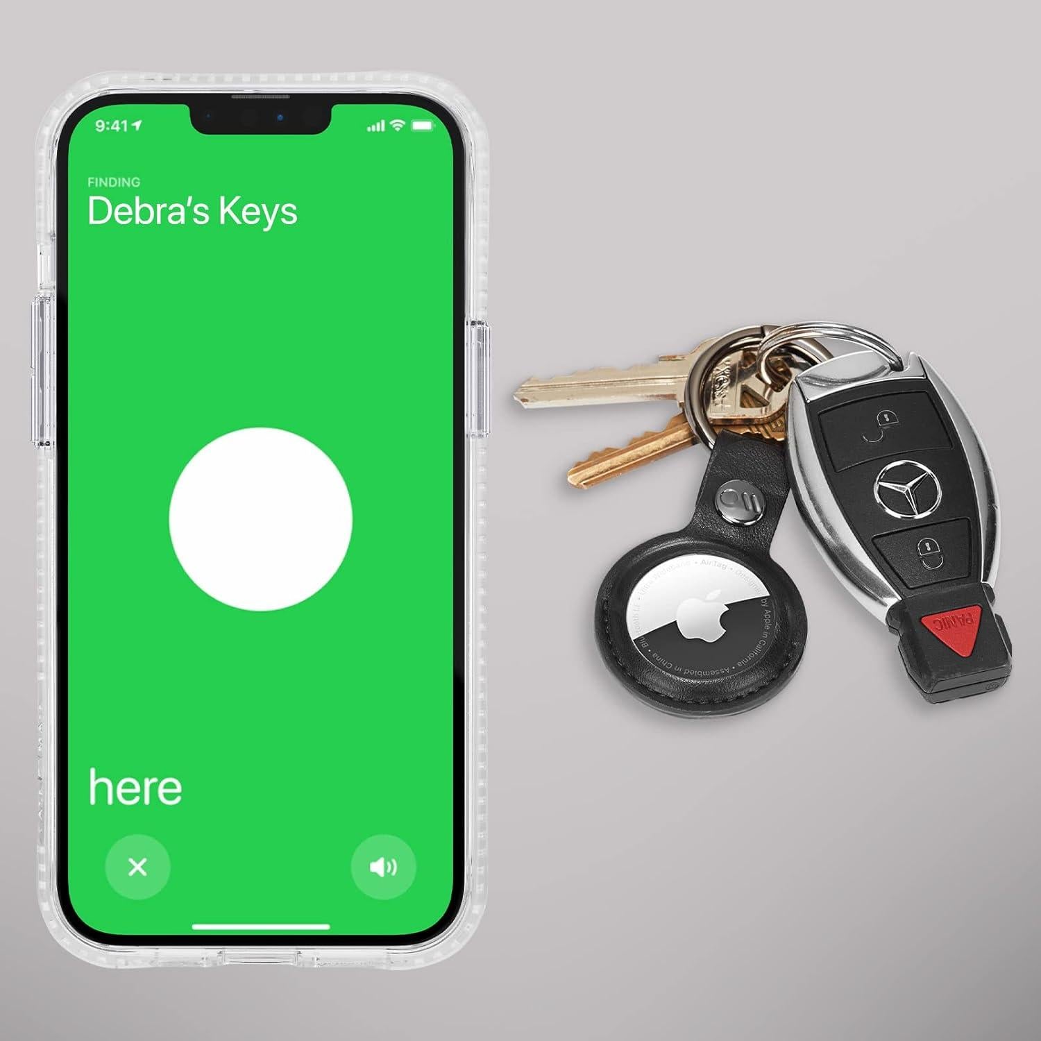 Funda para llavero AirTag Case-Mate - Cuero vegano Negro