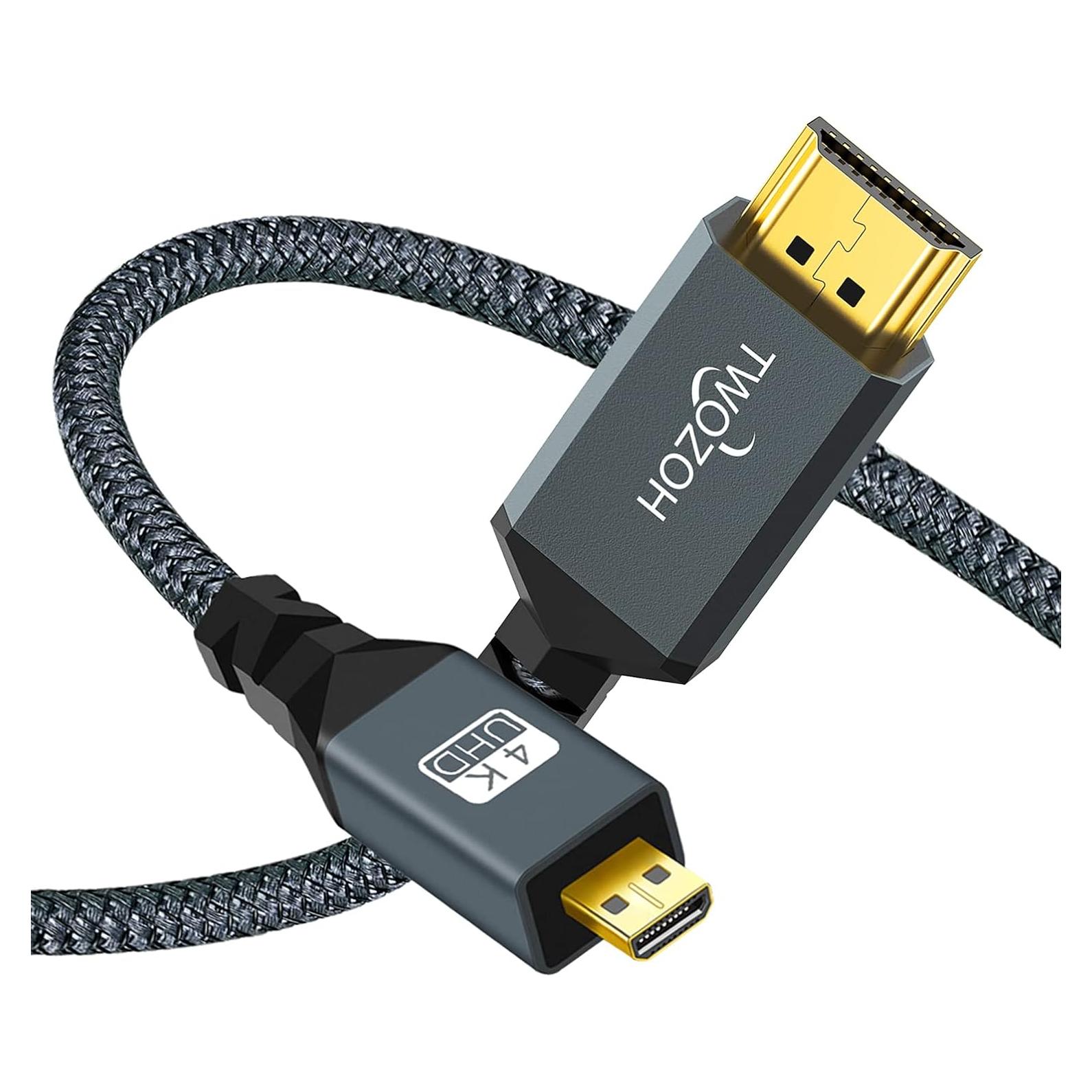 Cable Micro HDMI a HDMI Twozoh 0.3m Alta Velocidad 4K 1080p